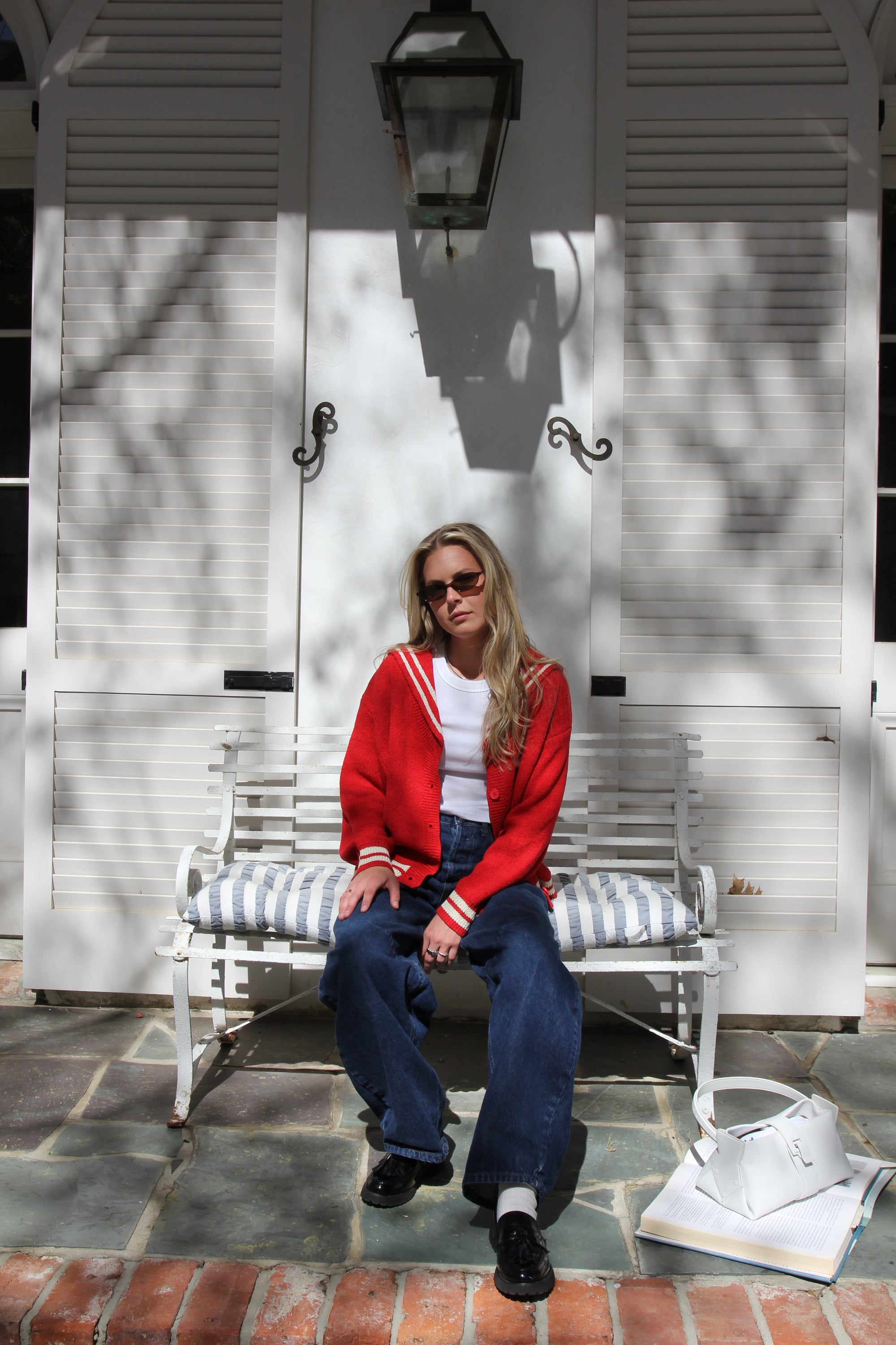 Red Sailor Knit Cardigan