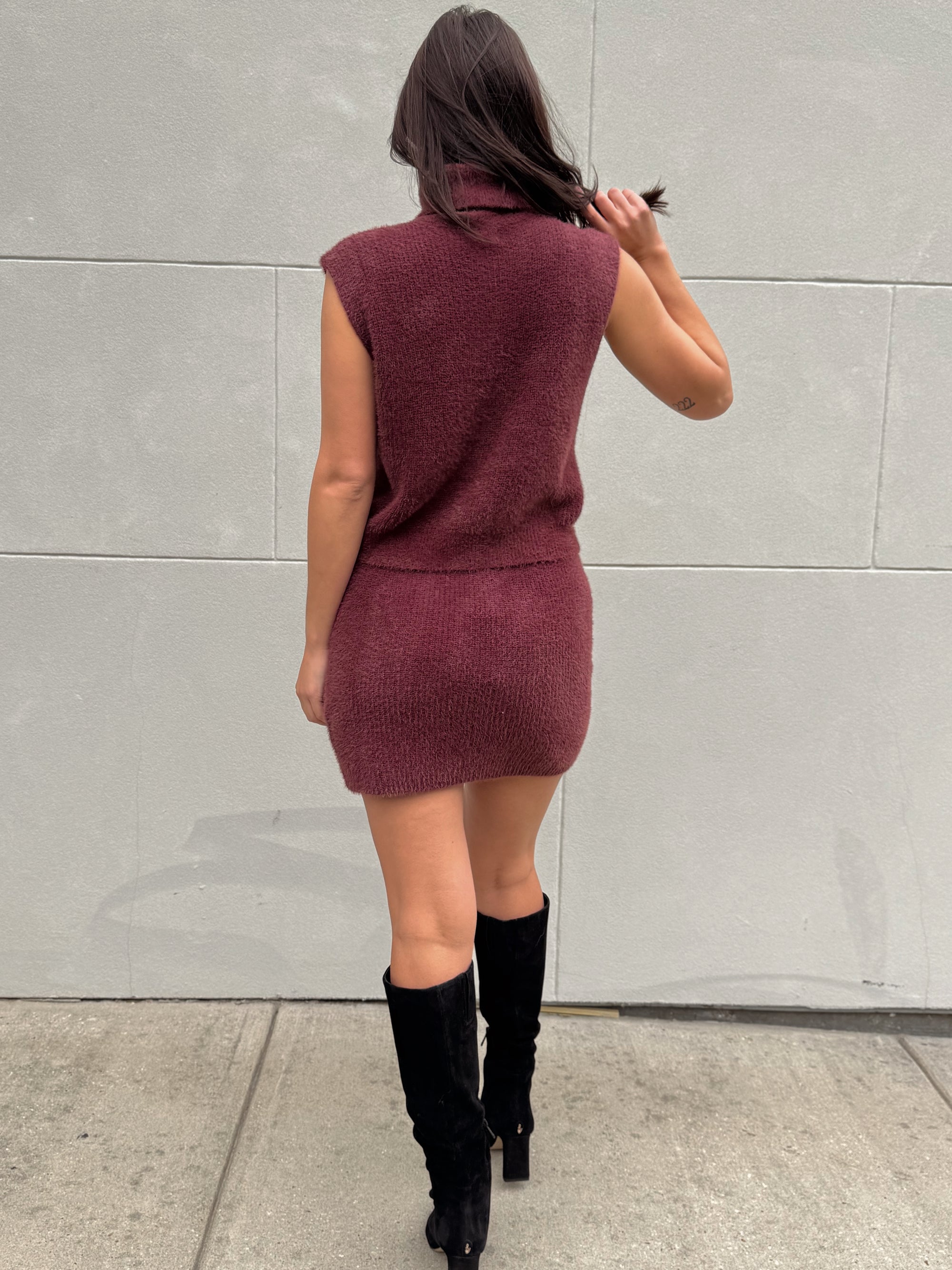 Burgundy Mini Skirt