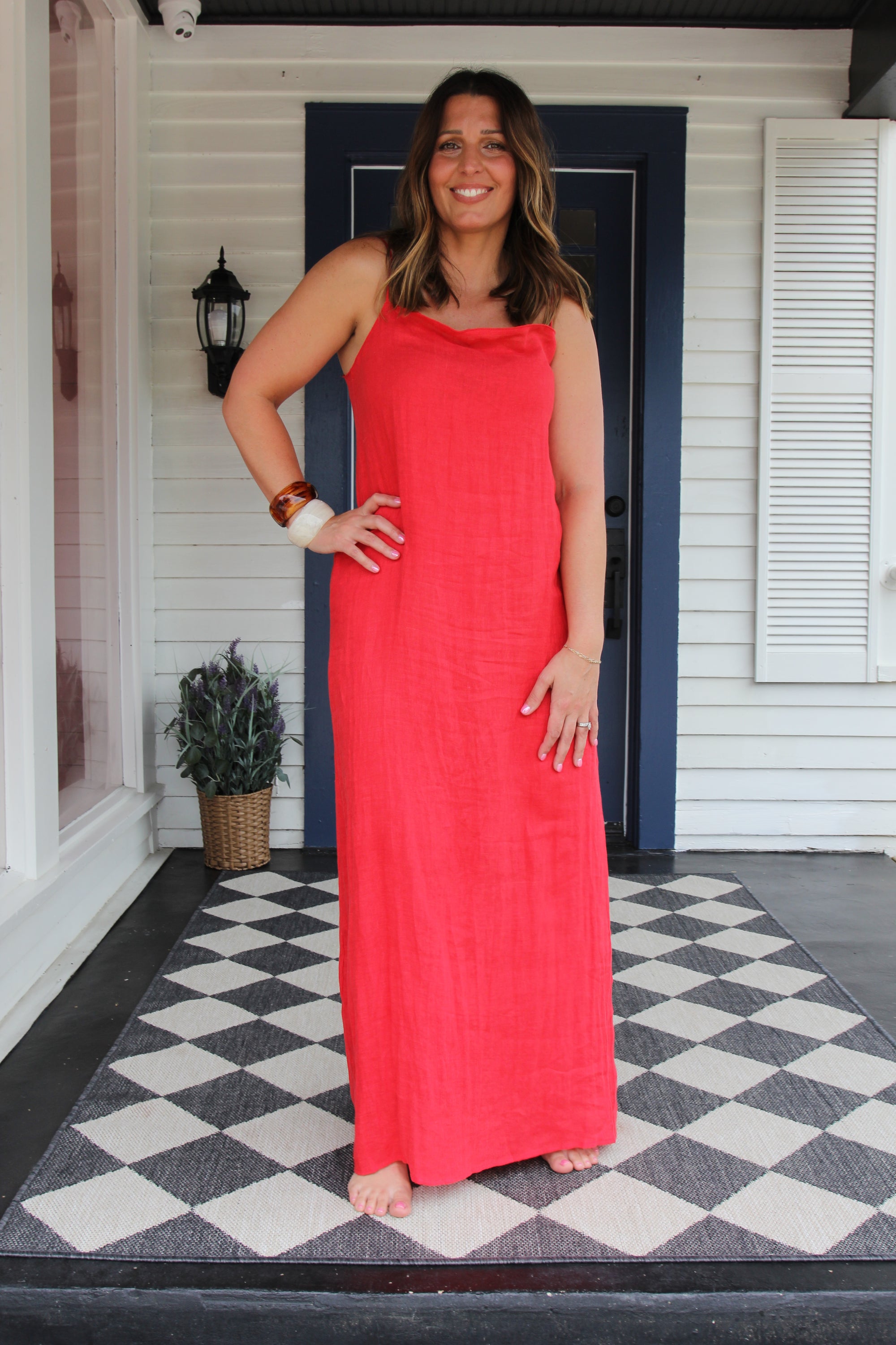 Red Linen Maxi Dress – I Would Never