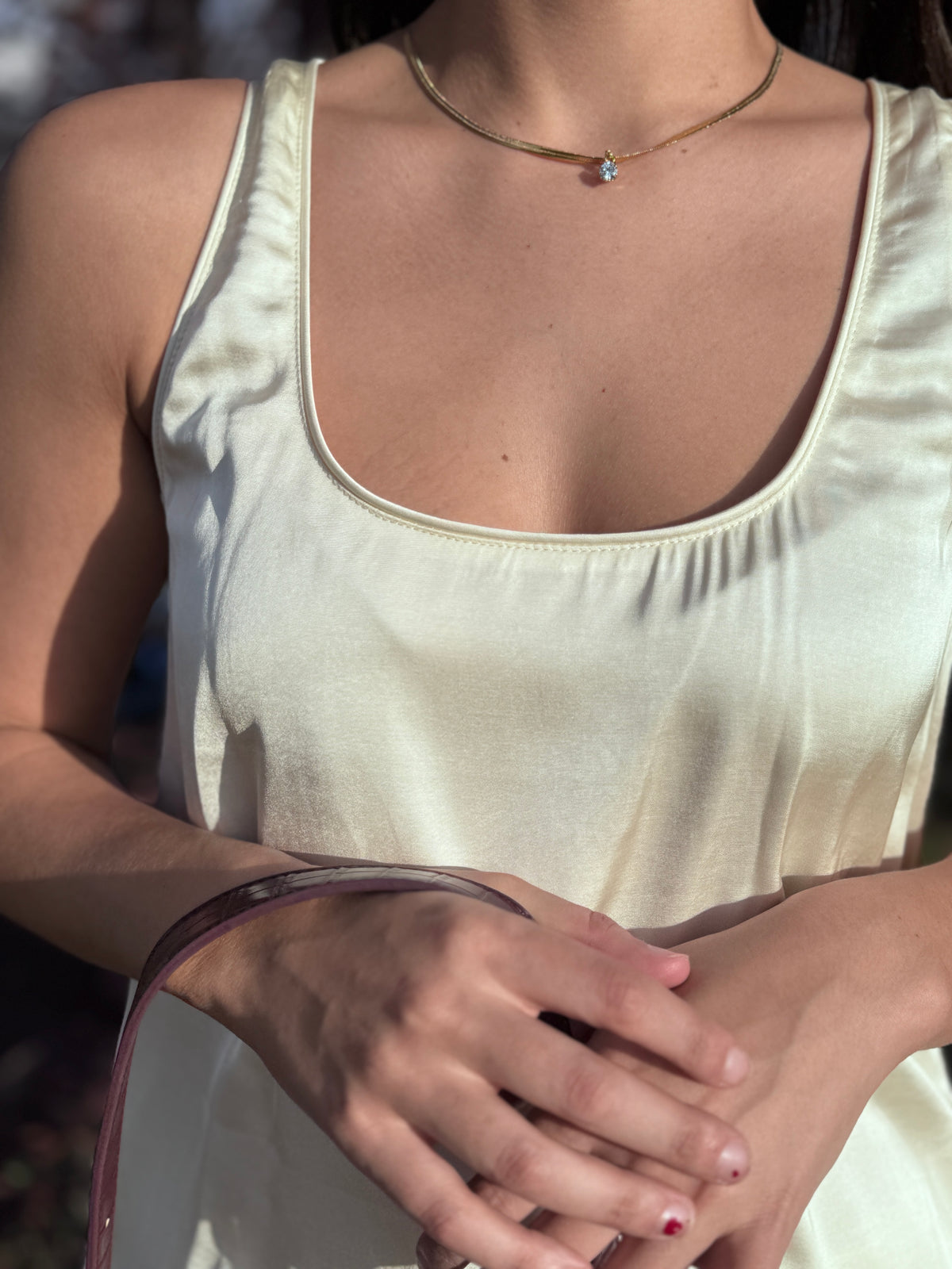 Gold Snake Chain with Round Pendant