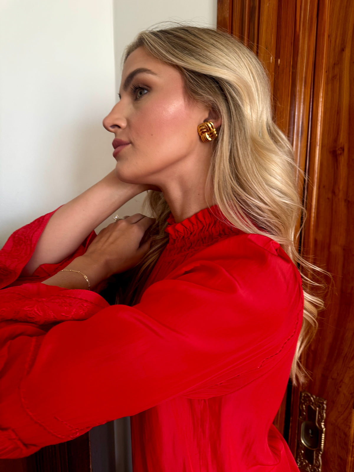 Gold Textured Knot Stud Earrings