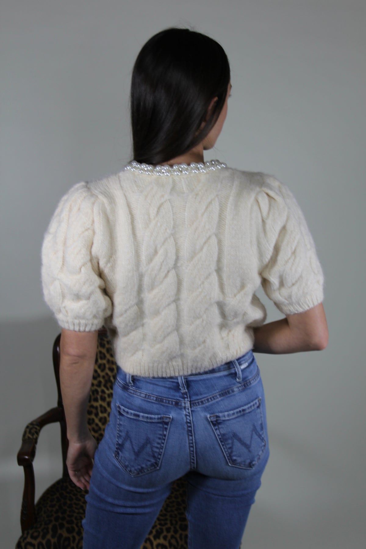 NWT Pearl Knit Short Sleeve Cardigan