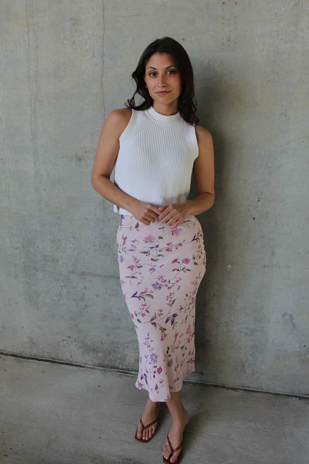 Reformation Pink Floral Midi Skirt