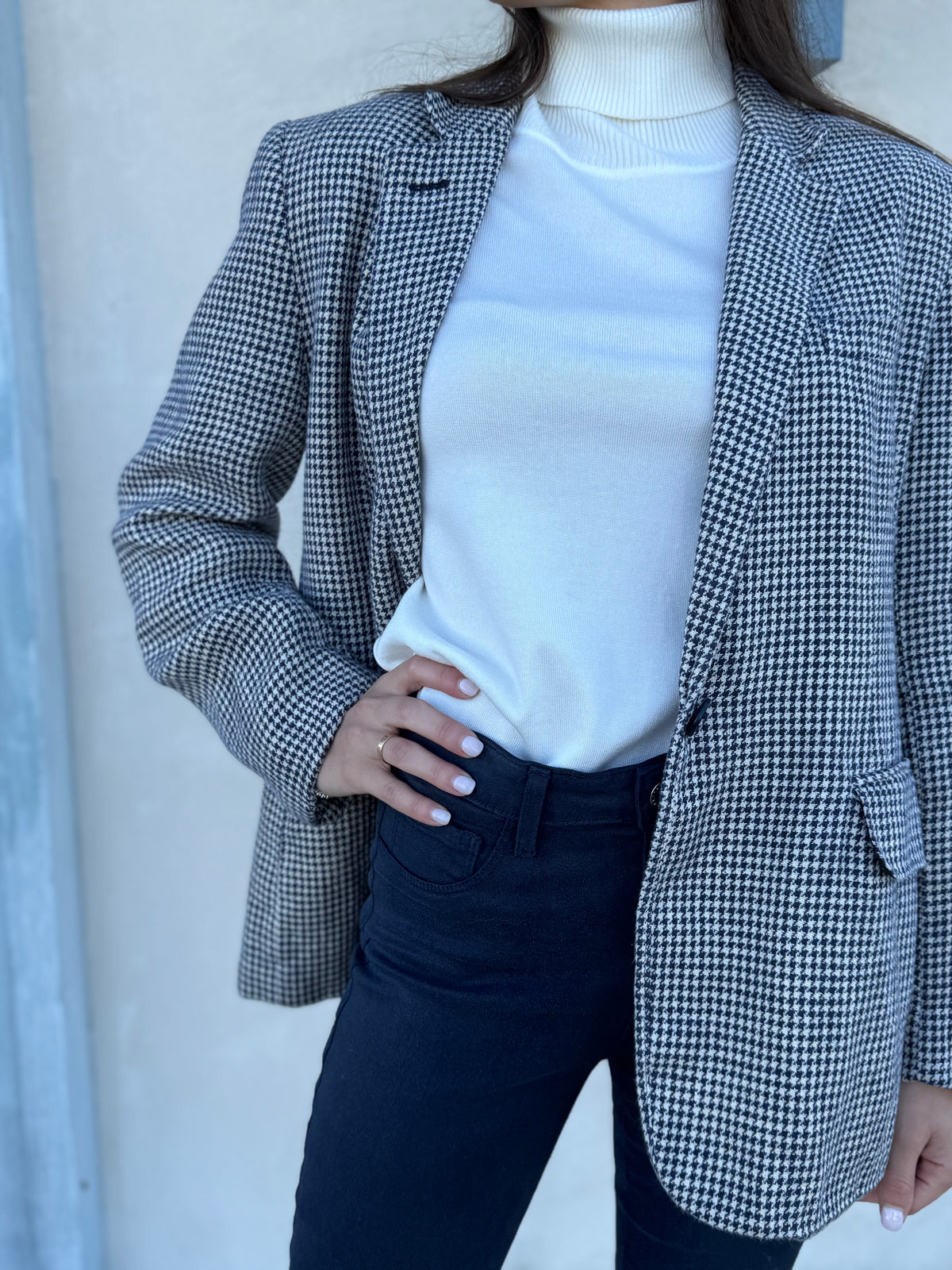 Lauren Ralph Lauren Navy Houndstooth Blazer