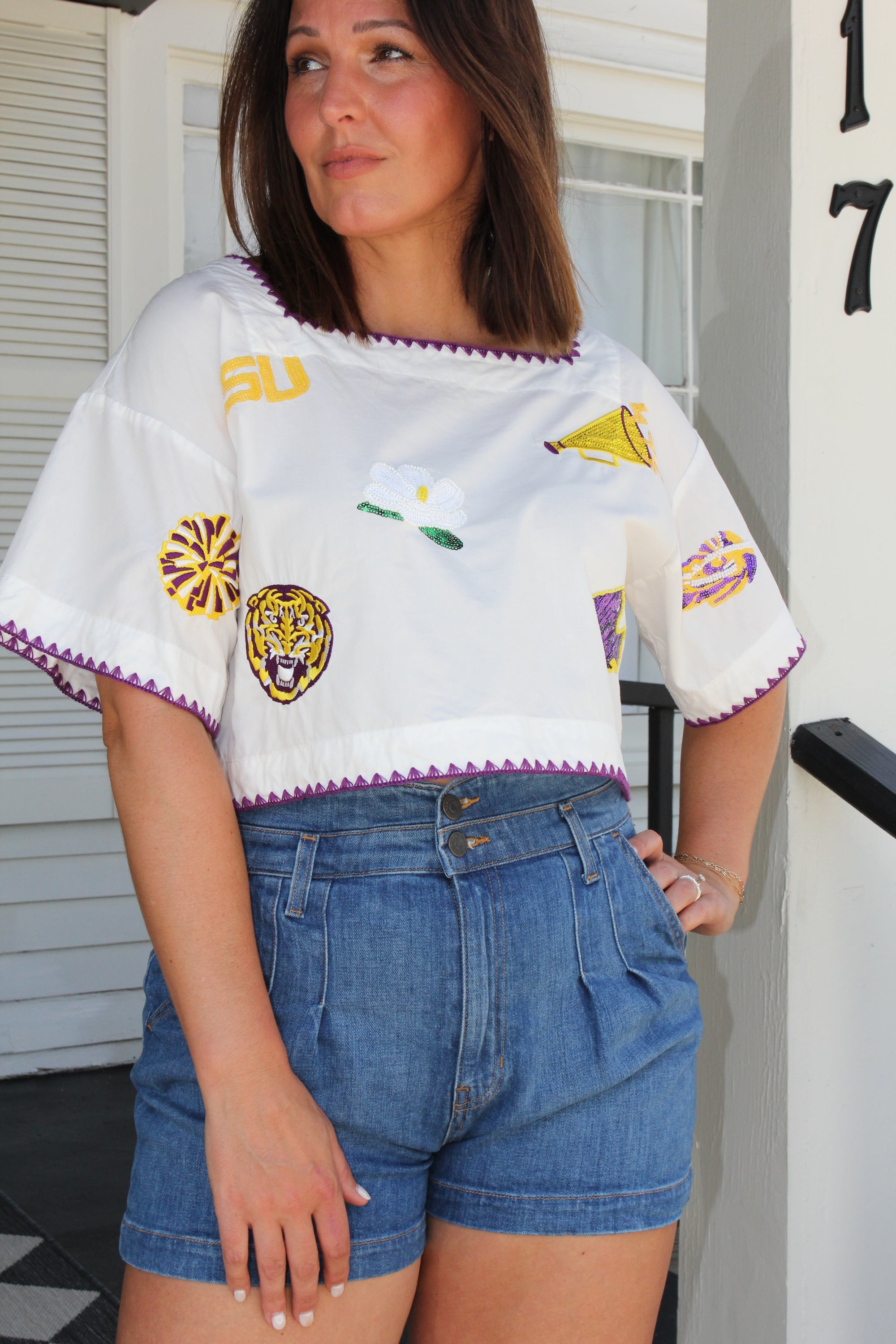 QOS LSU Square Neck Crop Top
