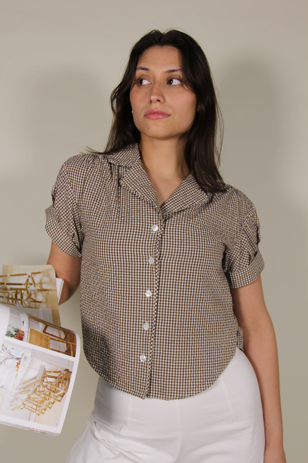 Veronica Beard Llene Gingham Top
