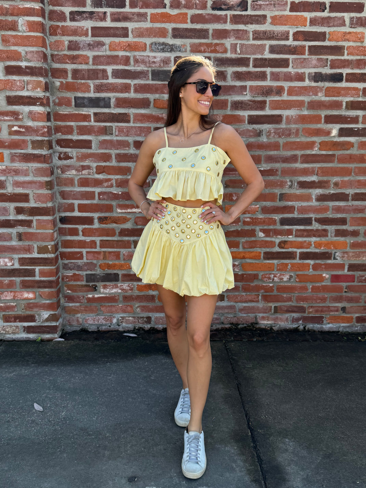 Yellow Bubble Skirt Set