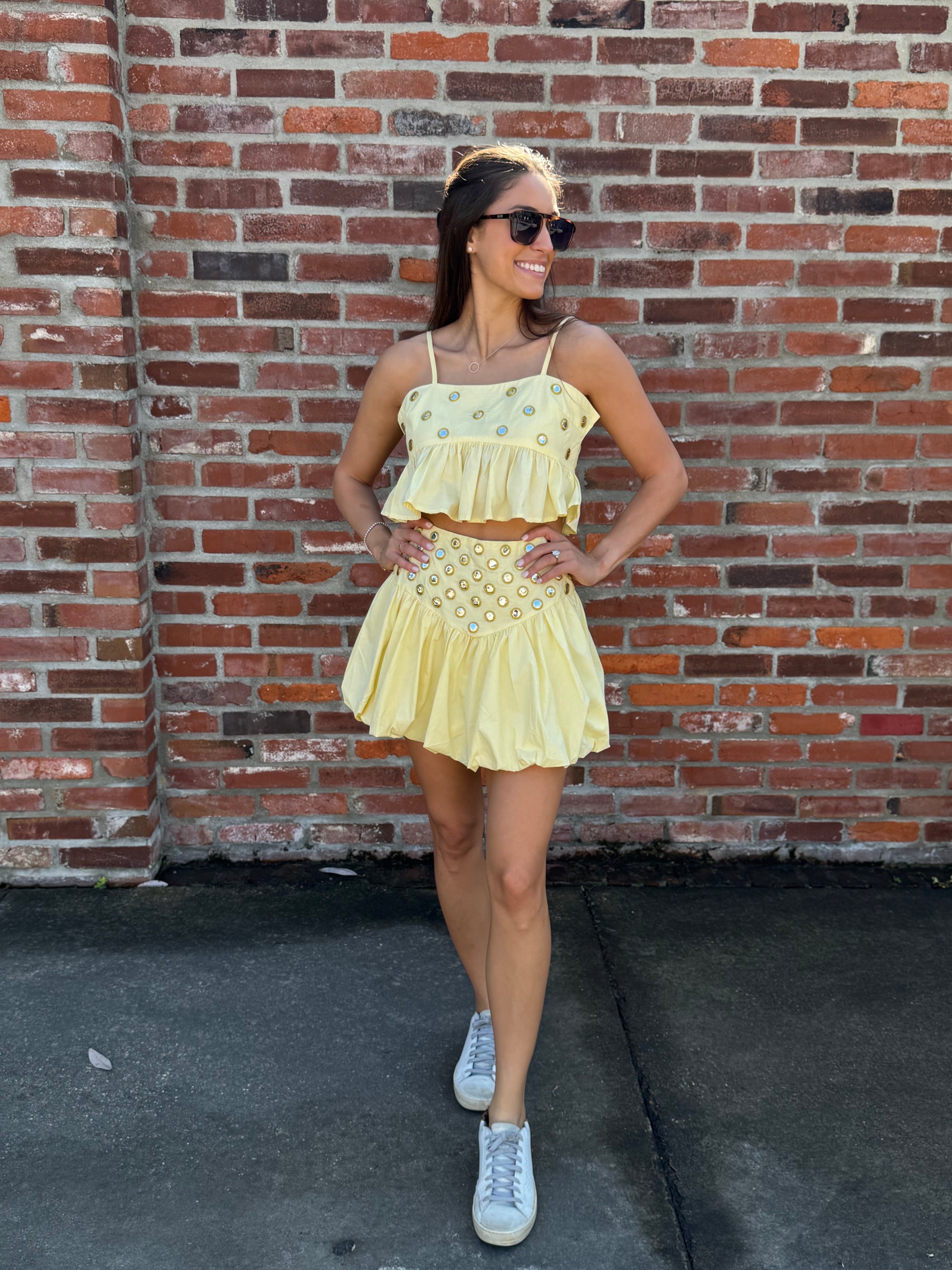 Yellow Bubble Skirt Set