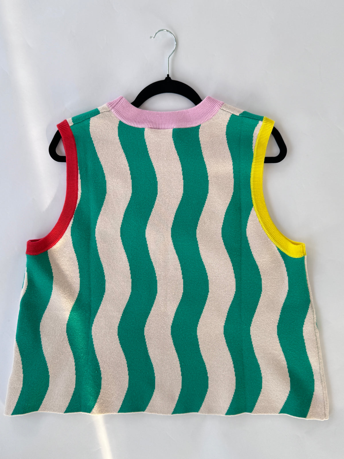 QOS Teal Multi Trim Fish Knit Tank