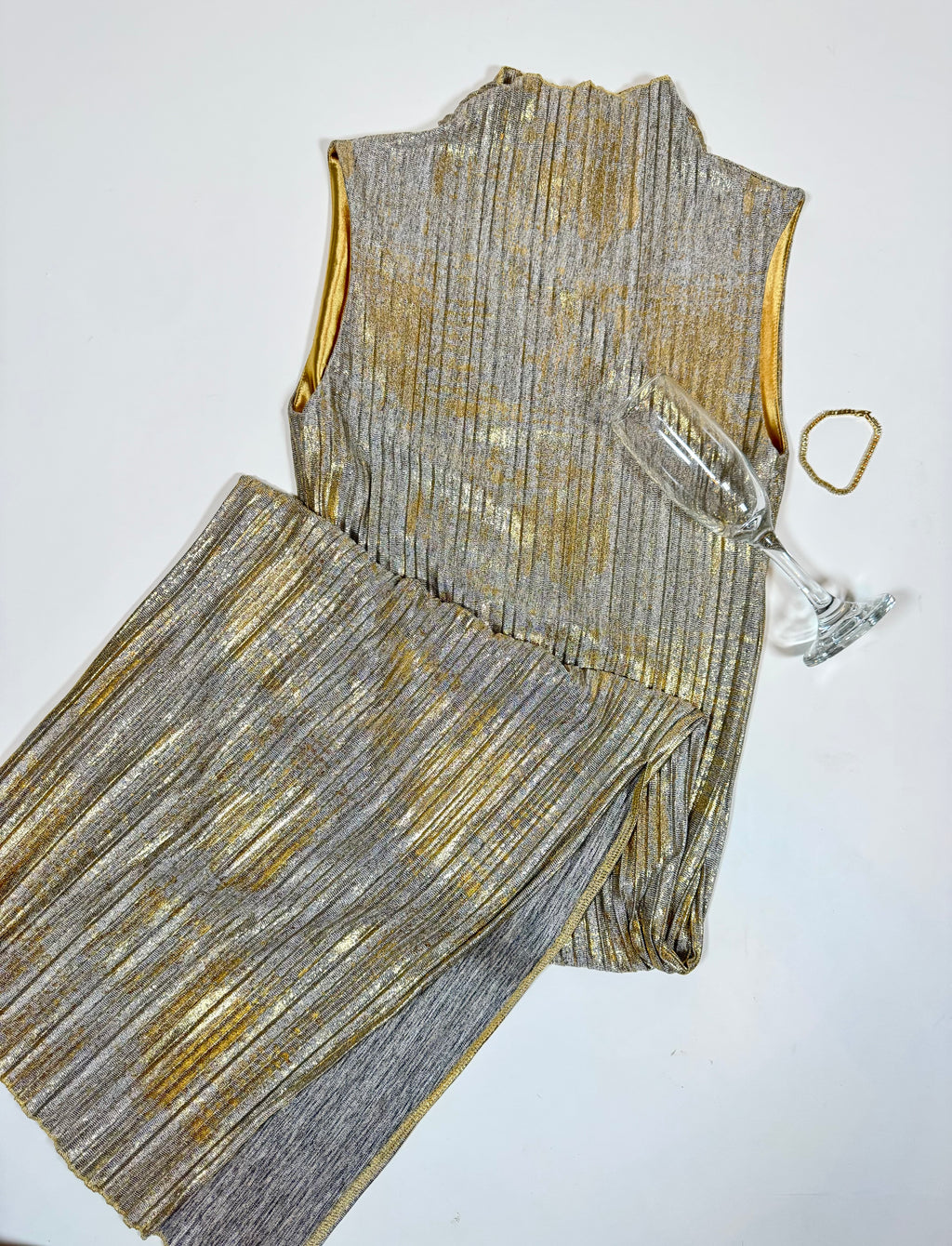 Gold Halter Midi Dress