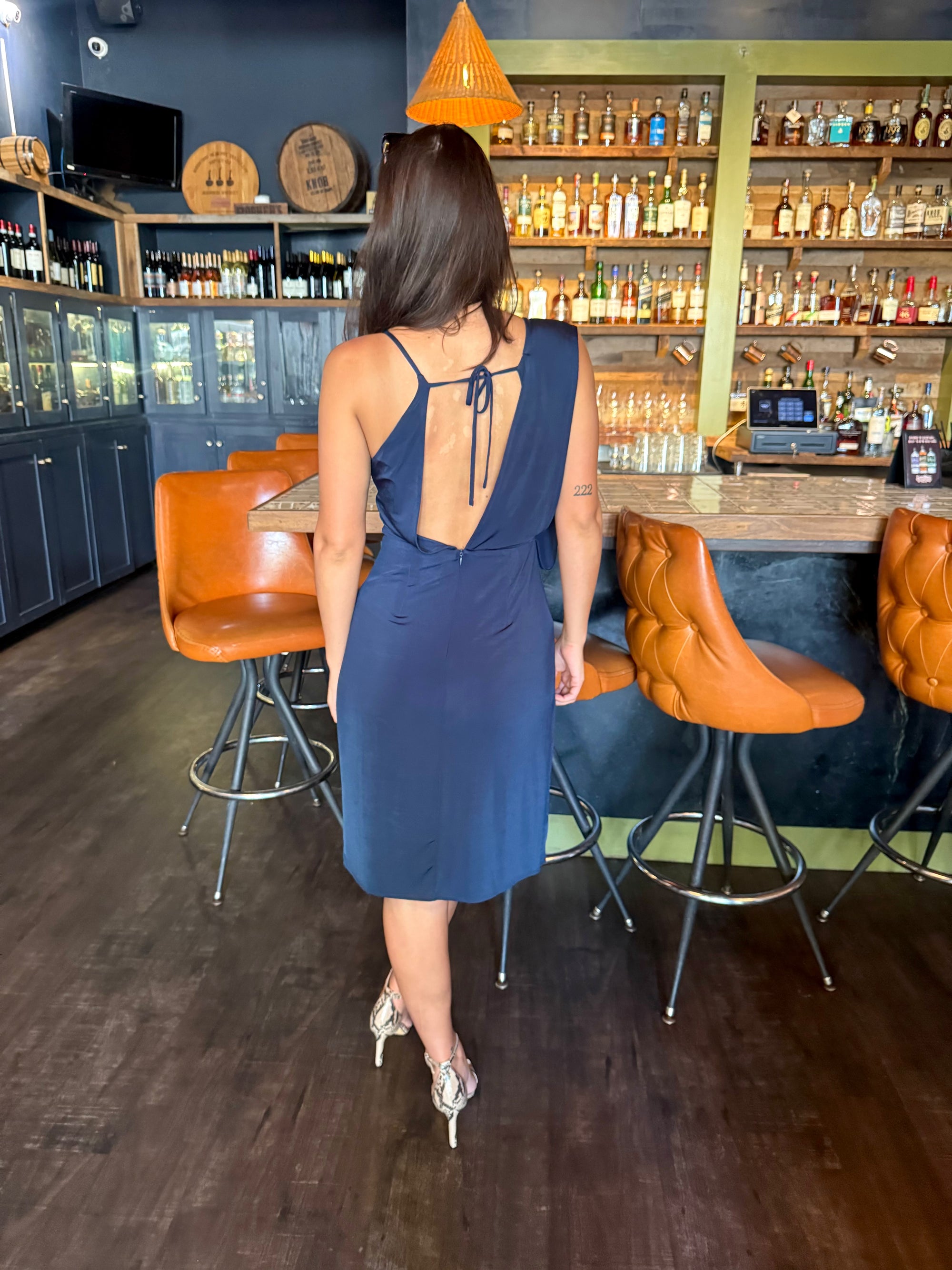 Navy Drape Dress