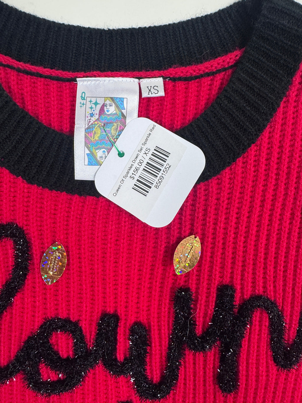 New With Tags- QOS Down Set Sparkle Red and Black Vest