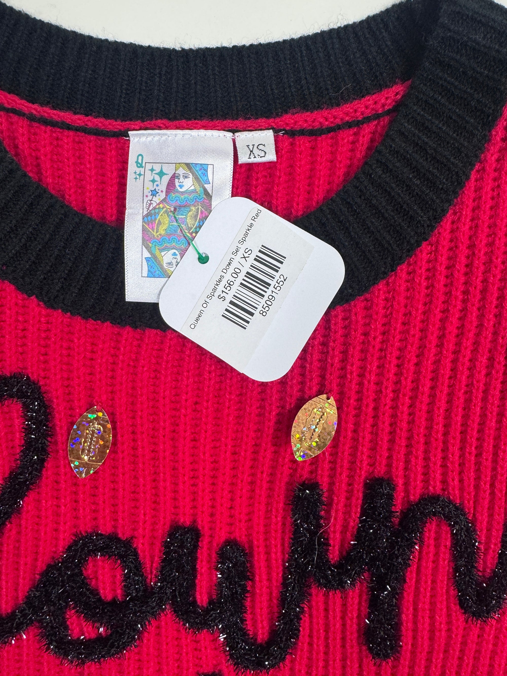 New With Tags- QOS Down Set Sparkle Red and Black Vest