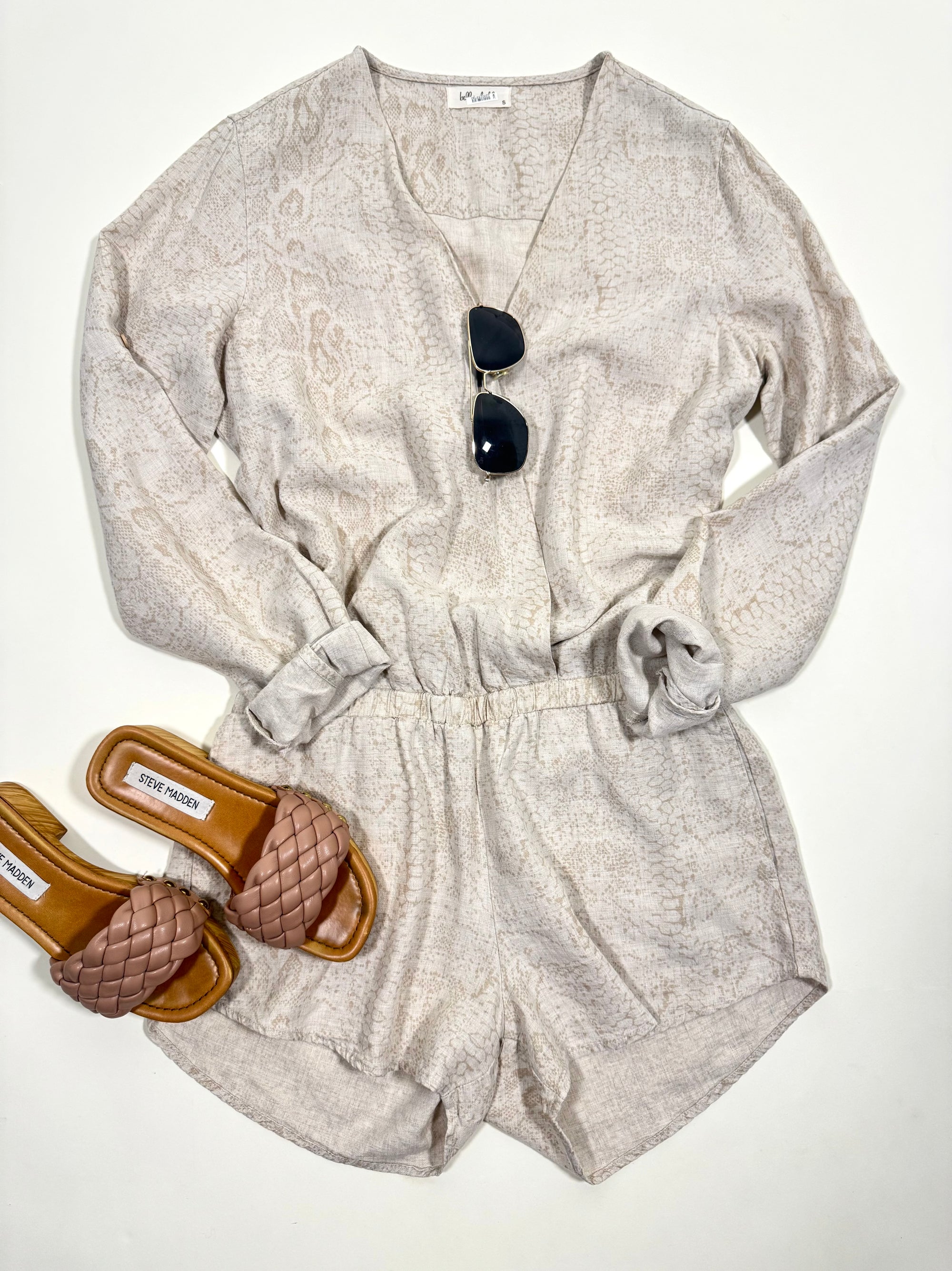 Neutral Snake Print Romper