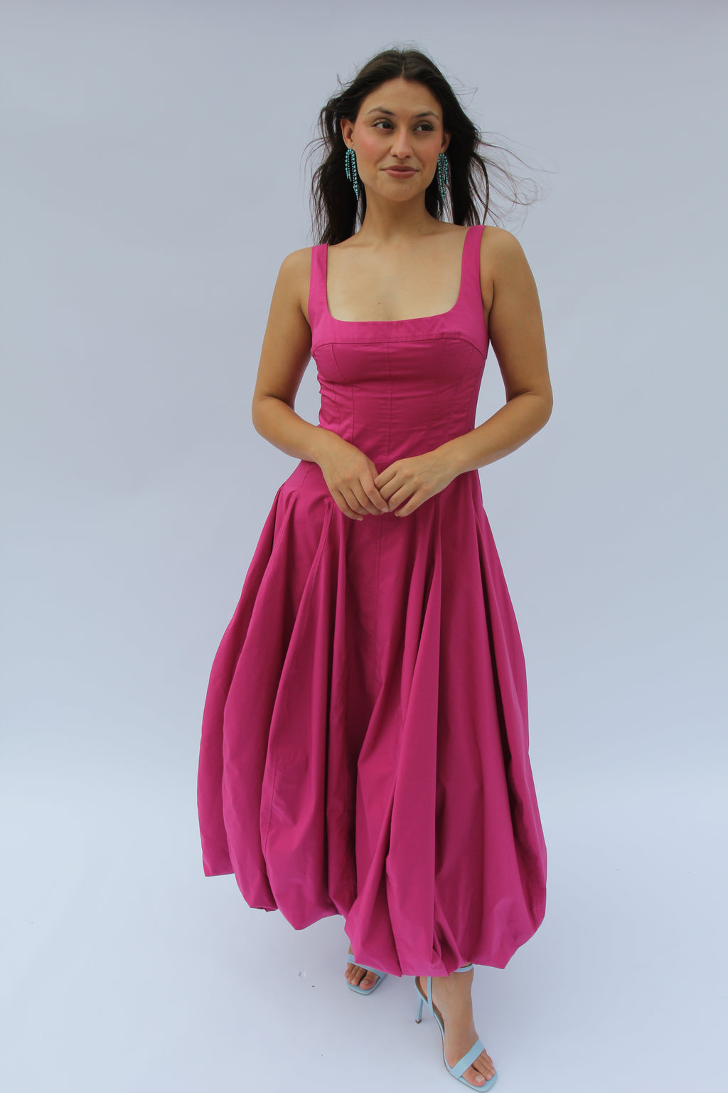 Simkhai Hally Cotton Bubble Midi Dress in Bougainvellia