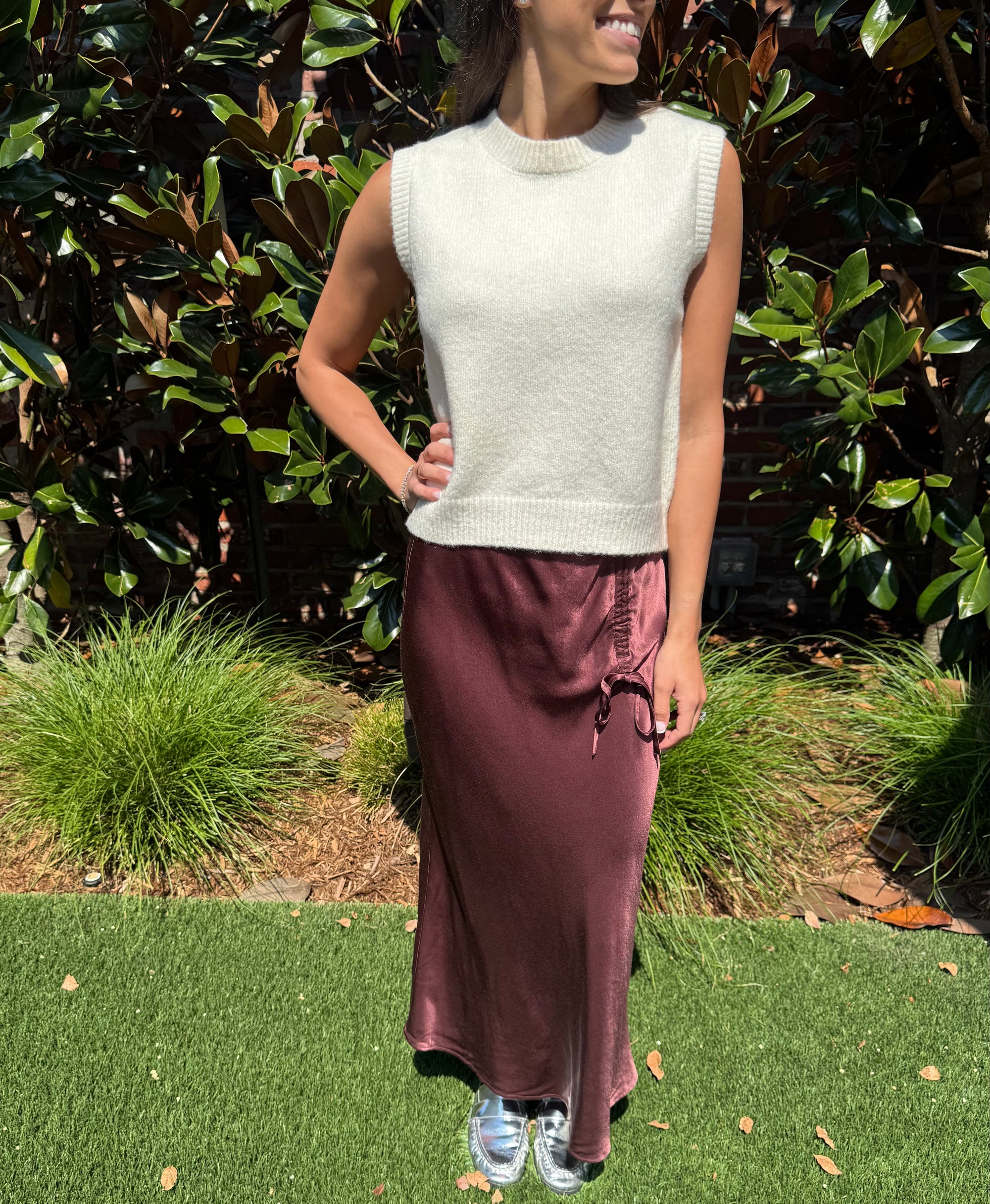 NWT Rails Mischa Satin Midi Skirt