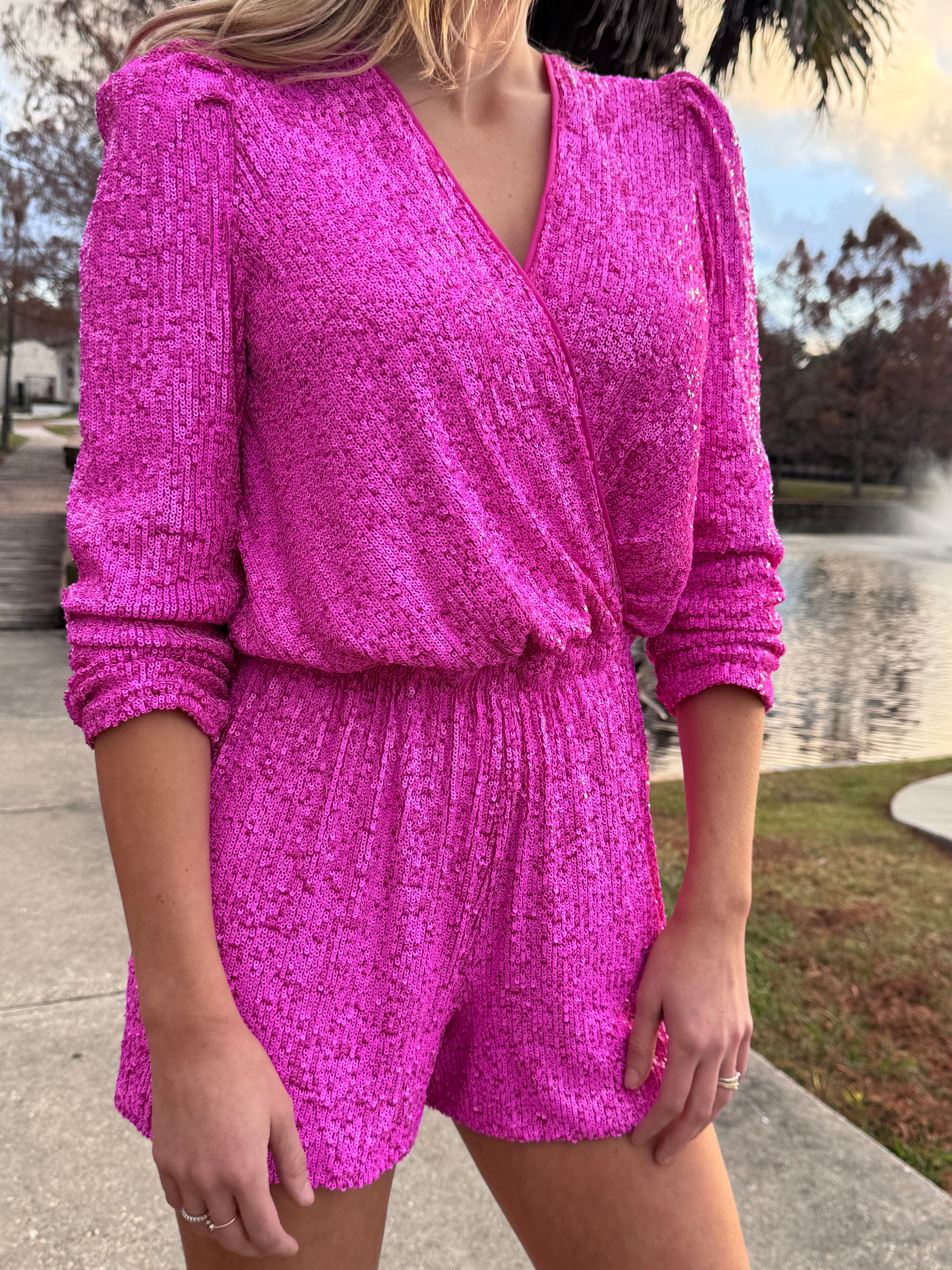 Generation Love Hot Pink Sequin Romper