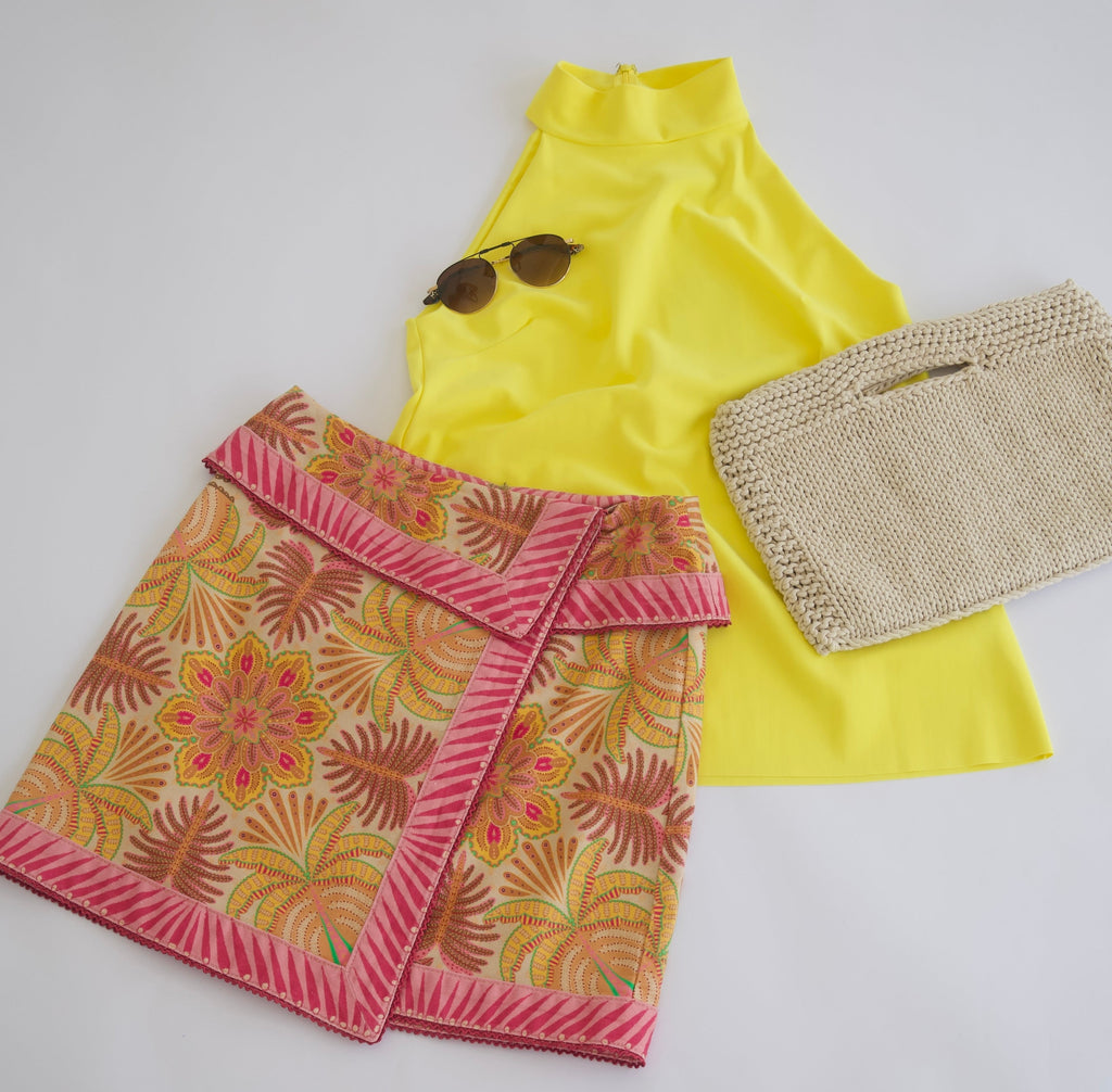 Farm Rio Palm Scarf Mini Skirt
