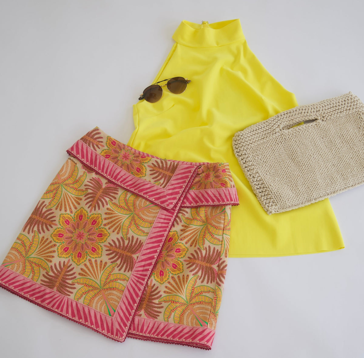 Farm Rio Palm Scarf Mini Skirt