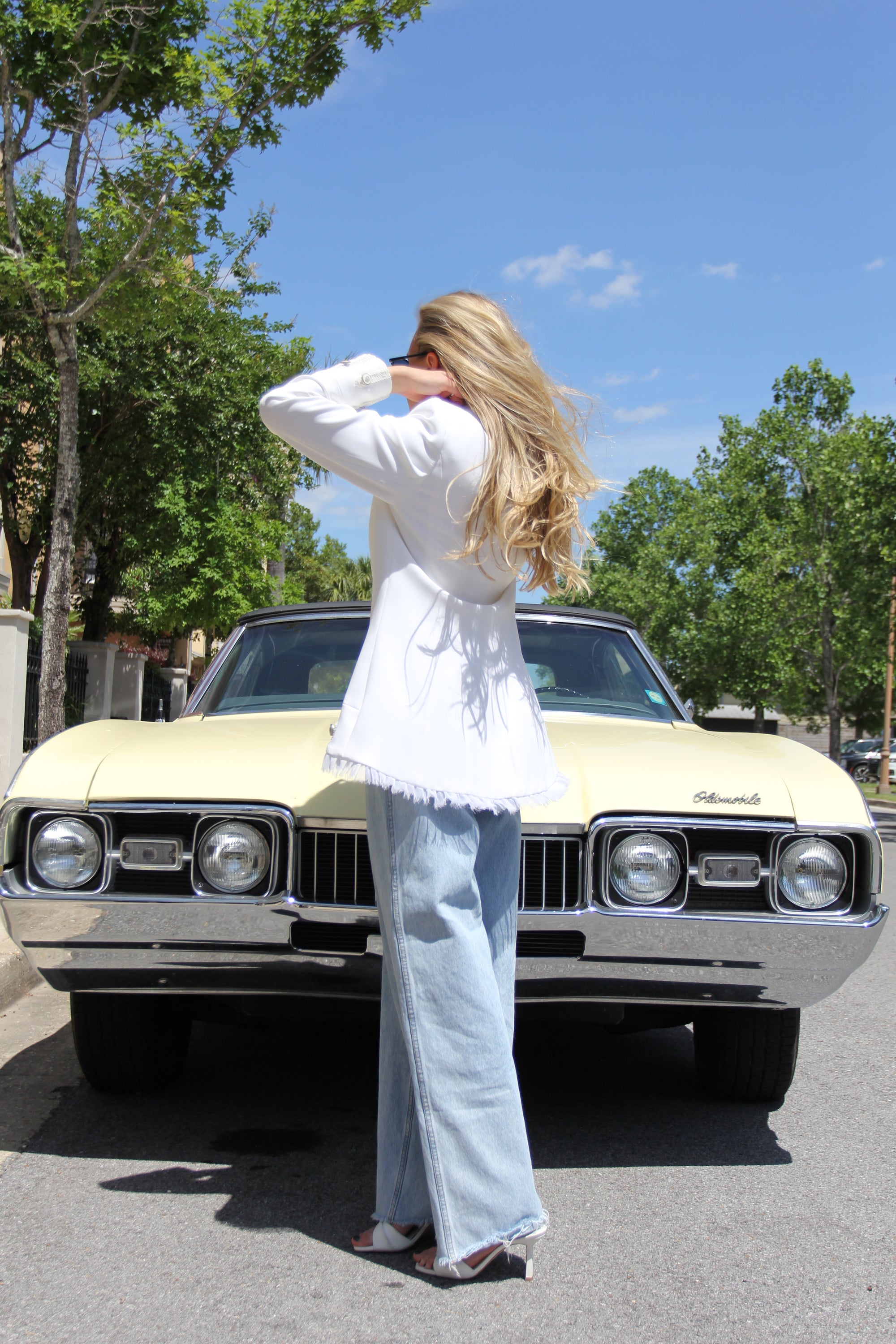 Vintage White Double Breasted Military Blazer