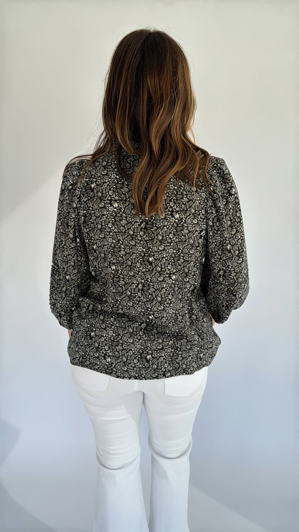 Sundays Black and White Floral Top