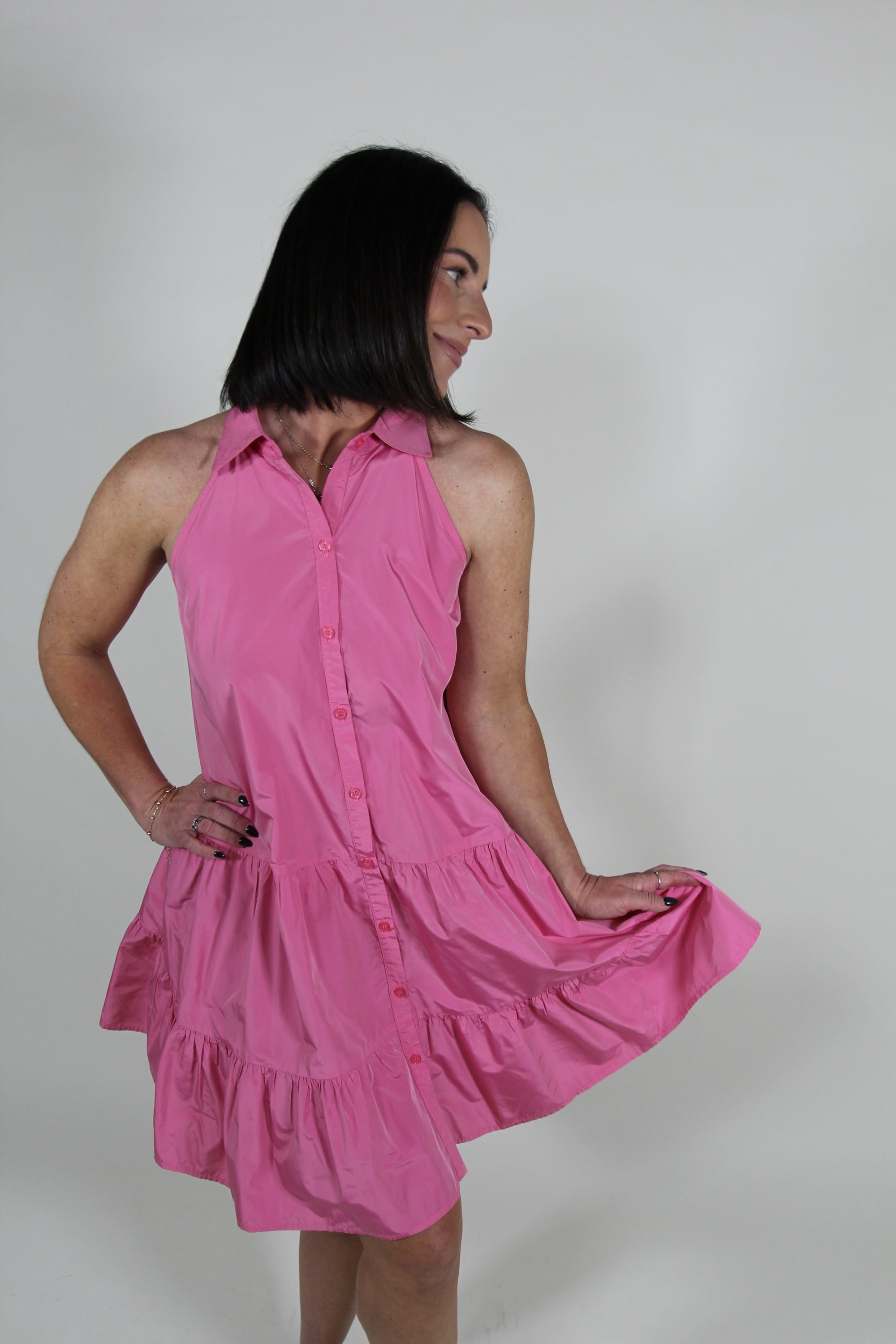 Lavender Brown Halter Dress