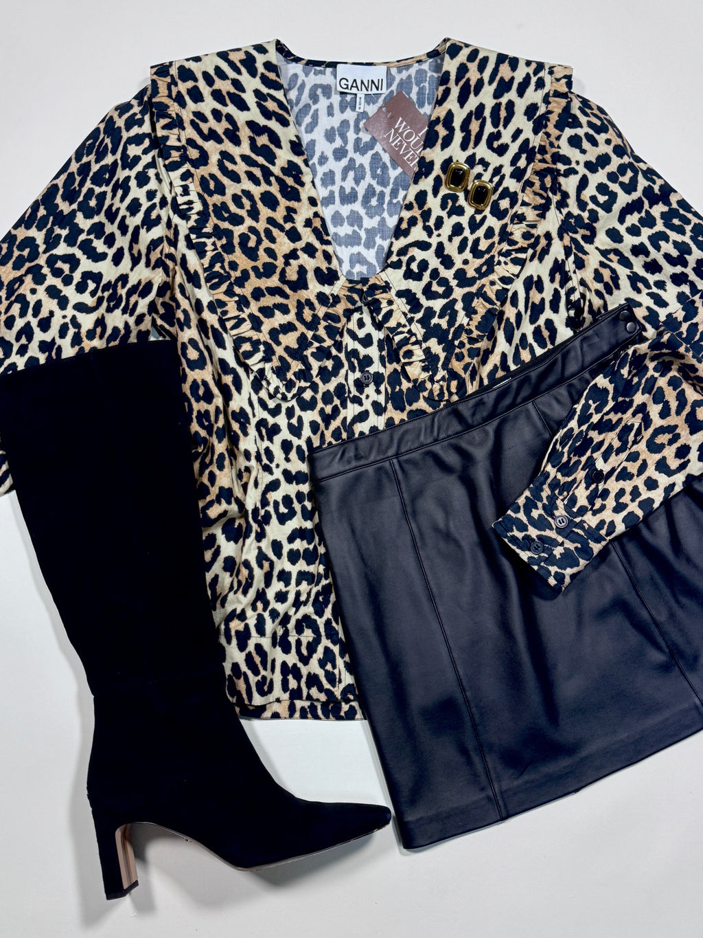 Ganni Leopard Top