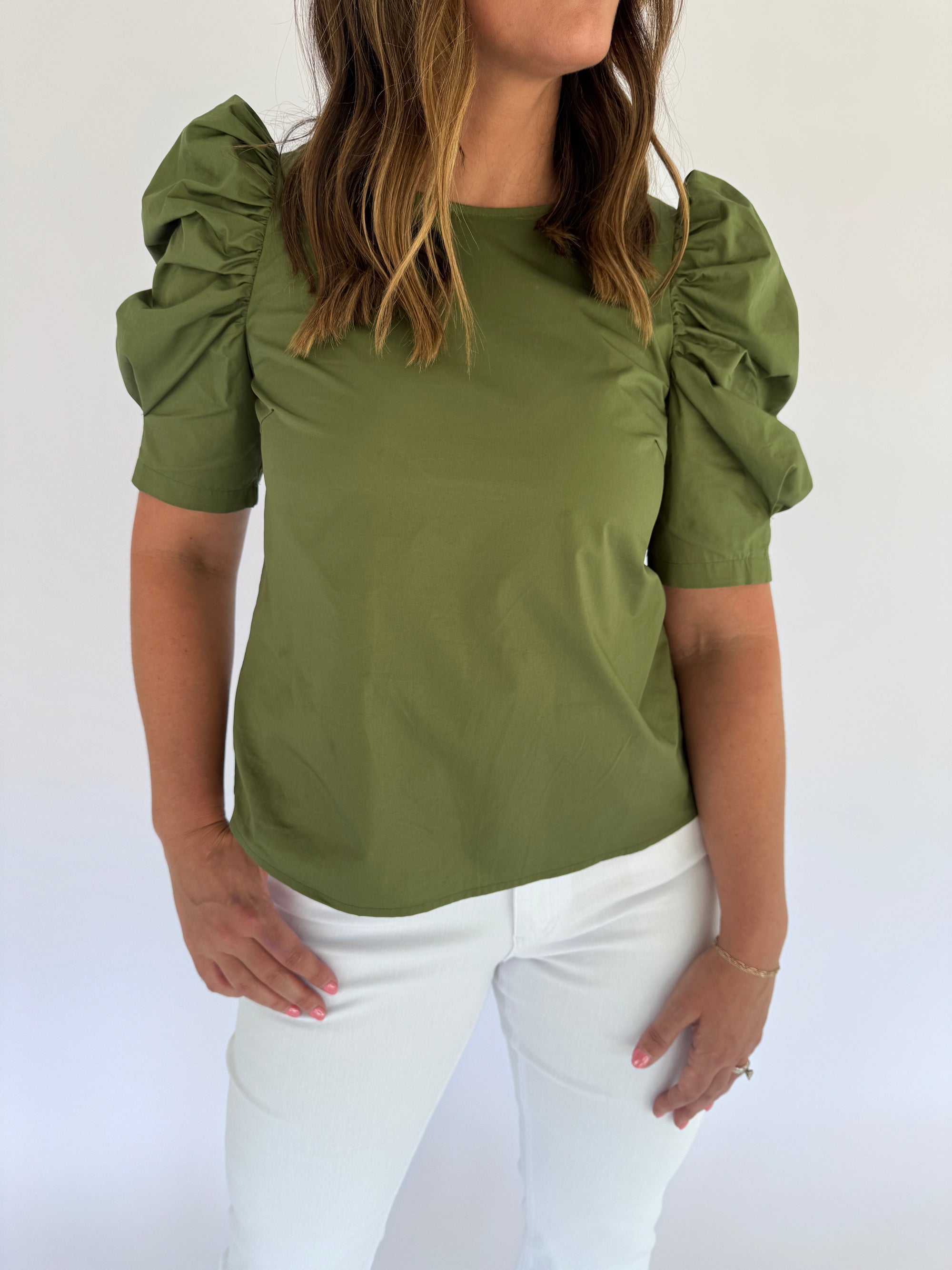 Crosby Button Back Green Top