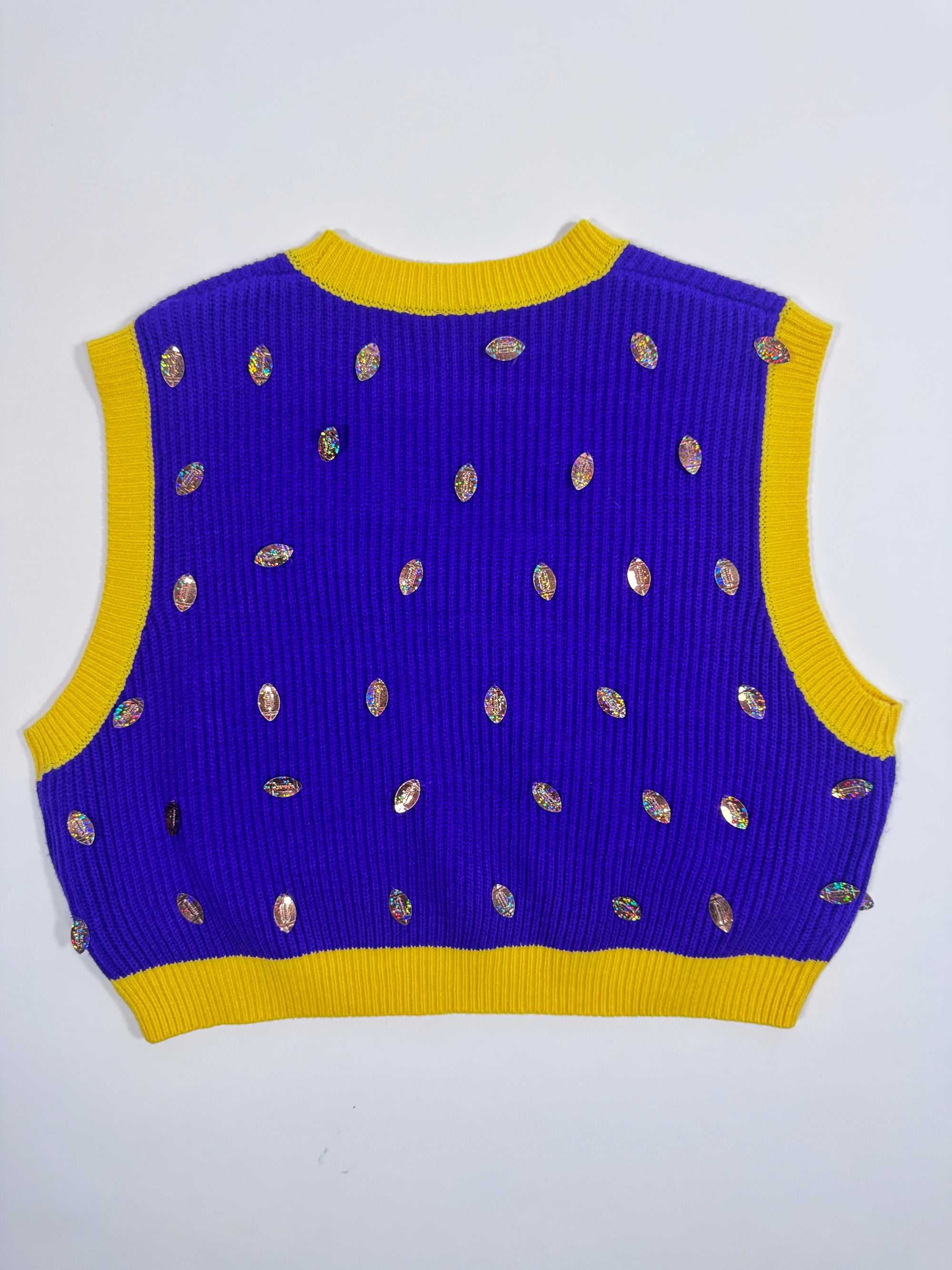 QOS Ready Set Sparkle Purple and Gold Vest