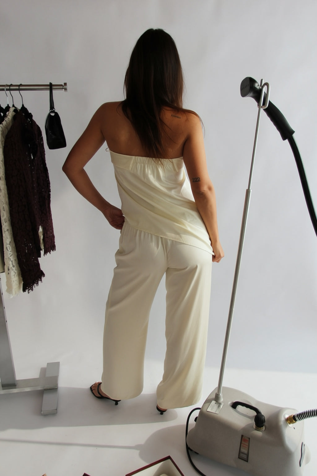 IWN IVORY SATIN PANT SET