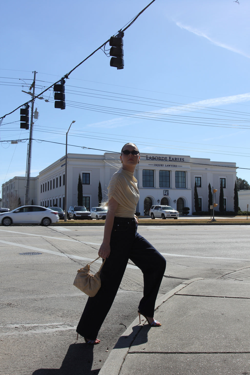 Beige Mesh Mock Neck Top