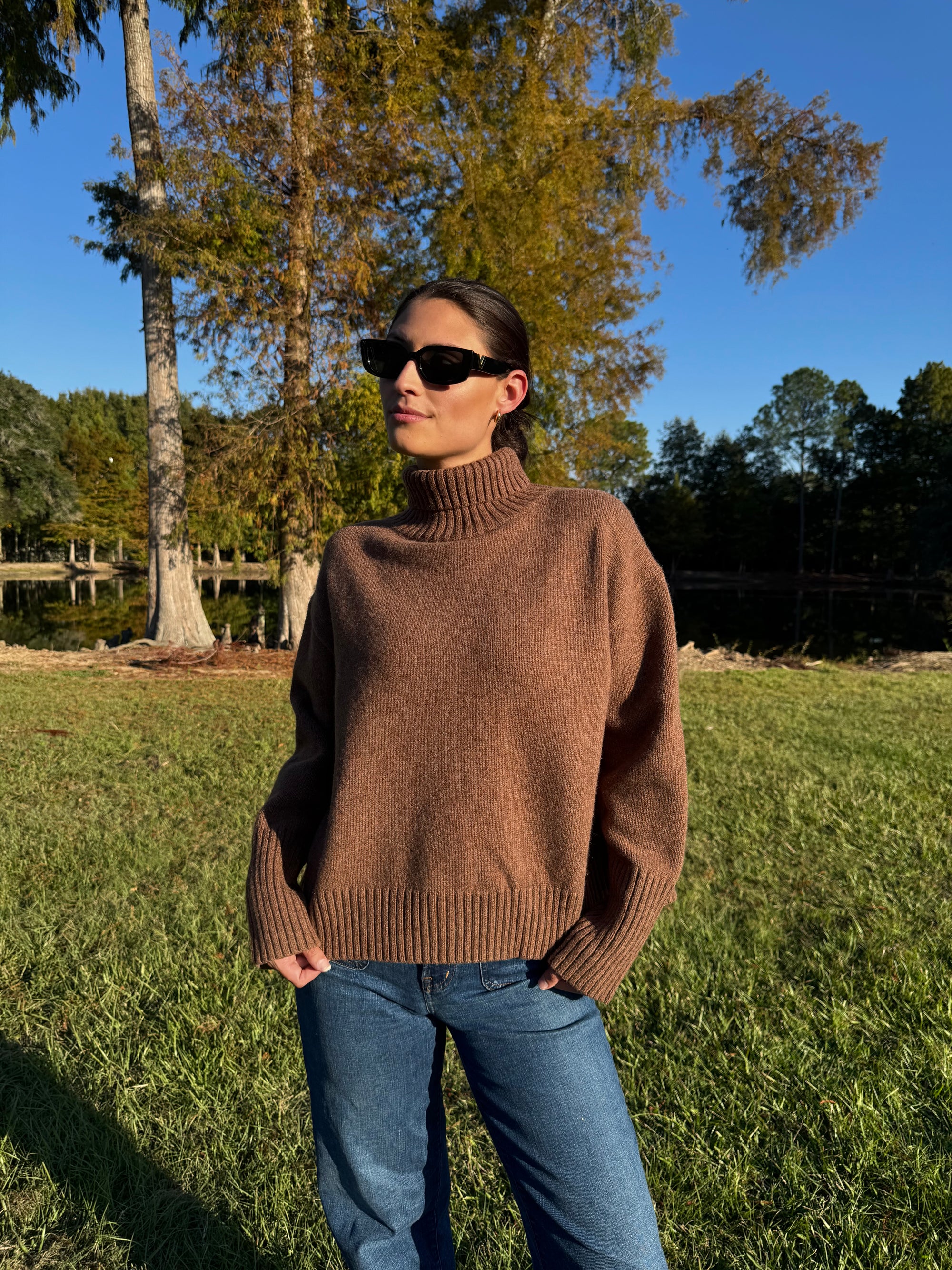 Brown Split Back Sweater
