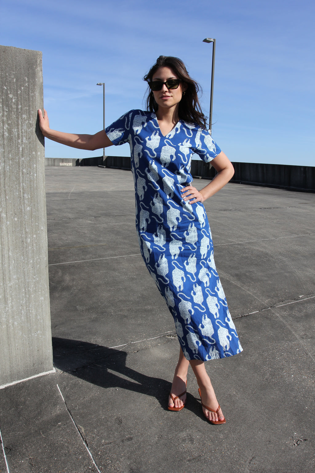 Anna Cate Blue Tiger Print Maxi