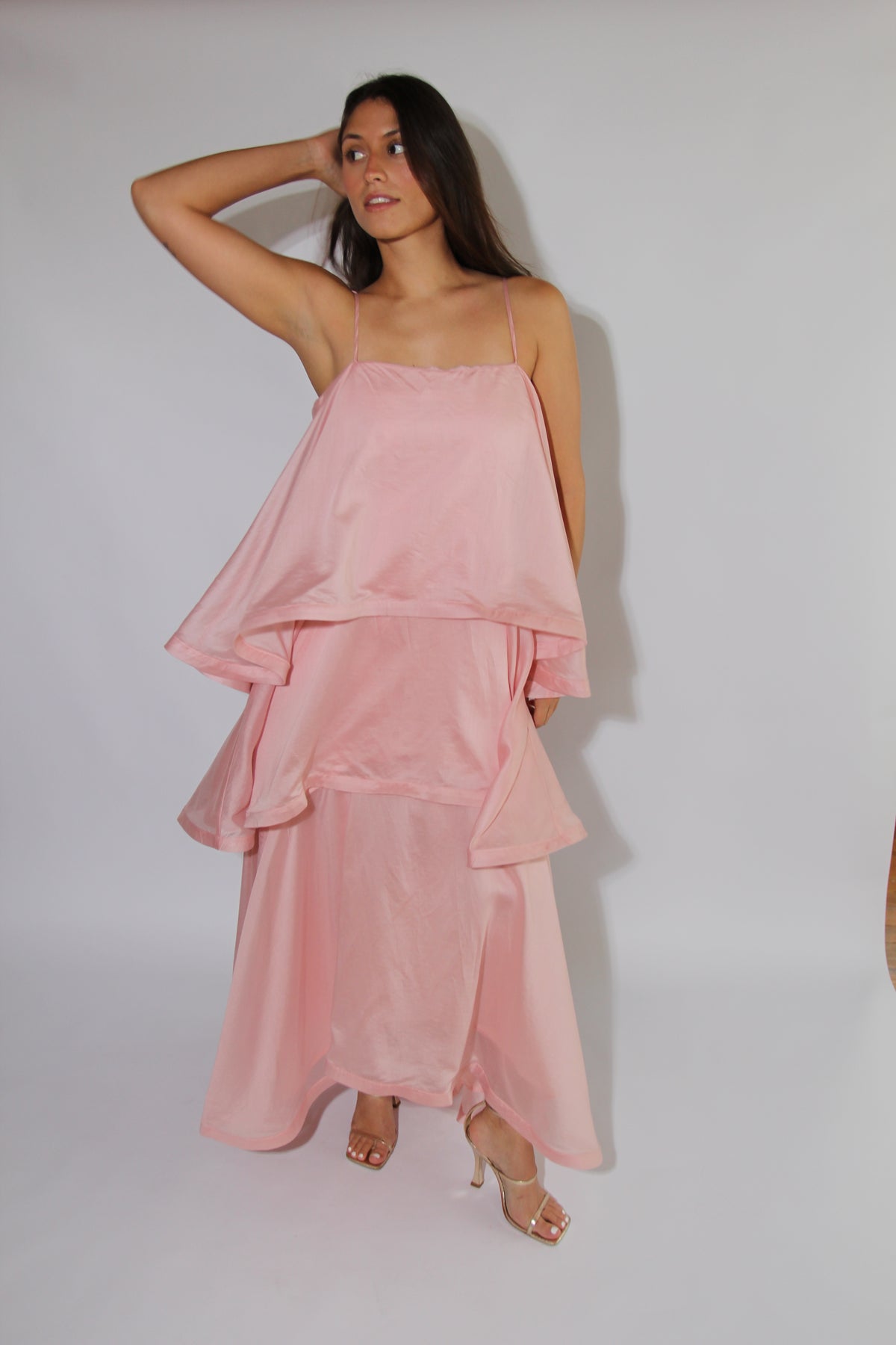 Elliatt Tilly Tiered Maxi Dress in Pale Pink