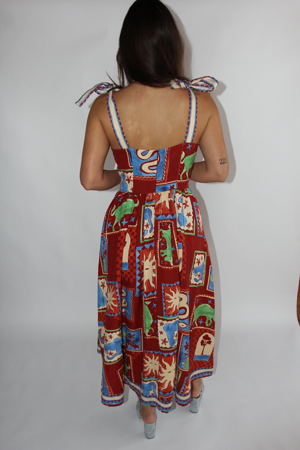 Hunter Bell Red Patchwork Midi Dress