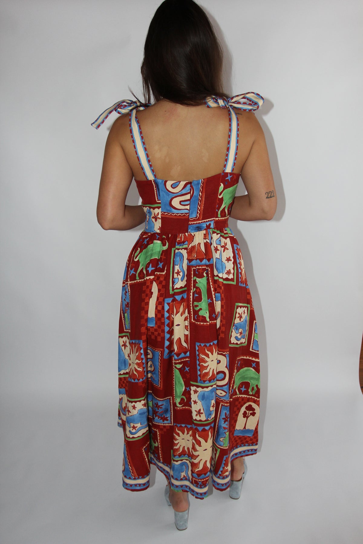 Hunter Bell Red Patchwork Midi Dress
