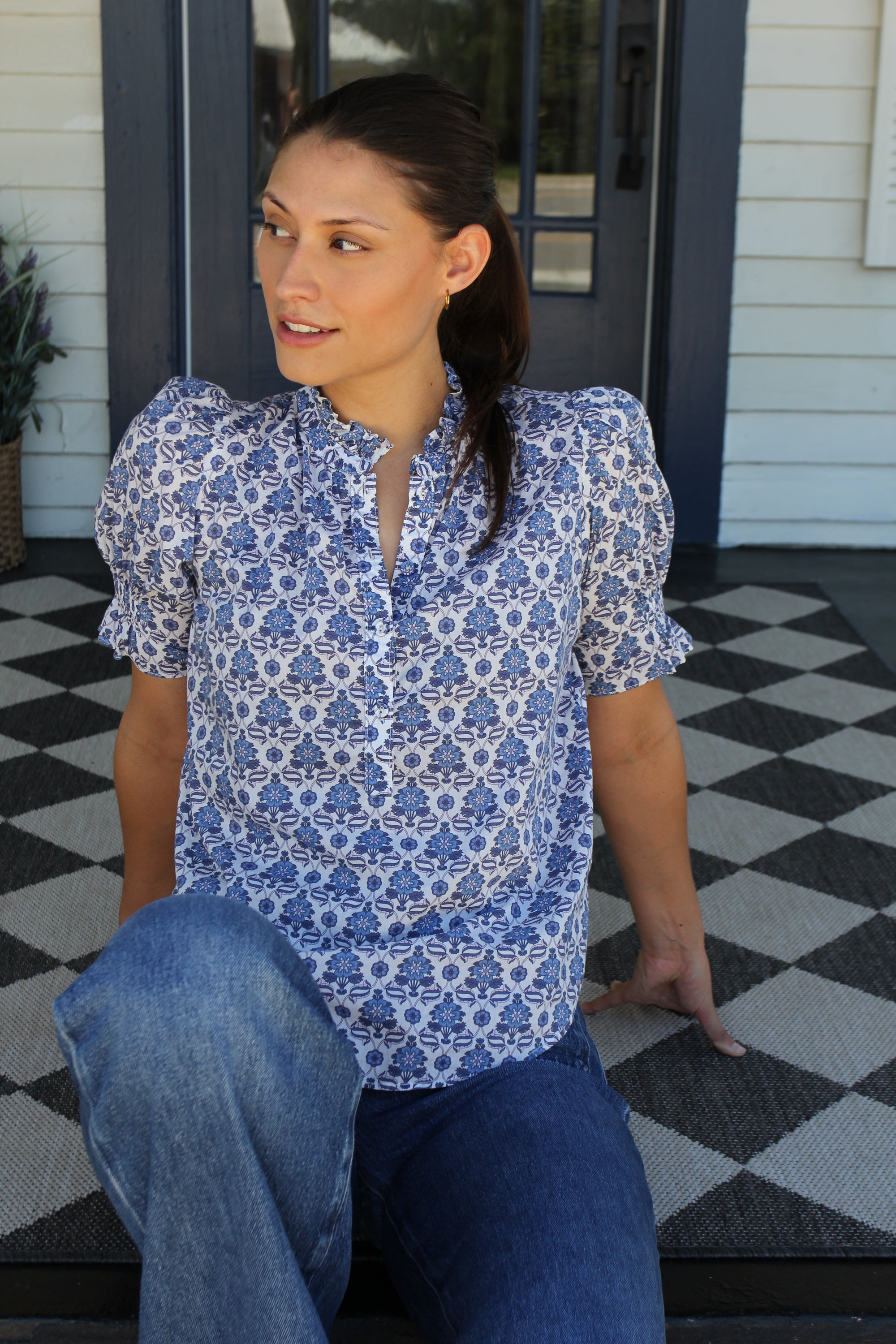 Laroque Blue and White Top