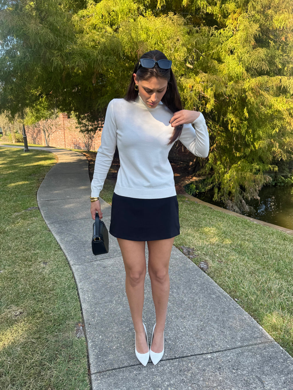 White Shimmer Turtle Neck