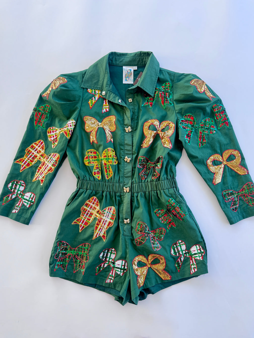 QOS Christmas Bow Romper