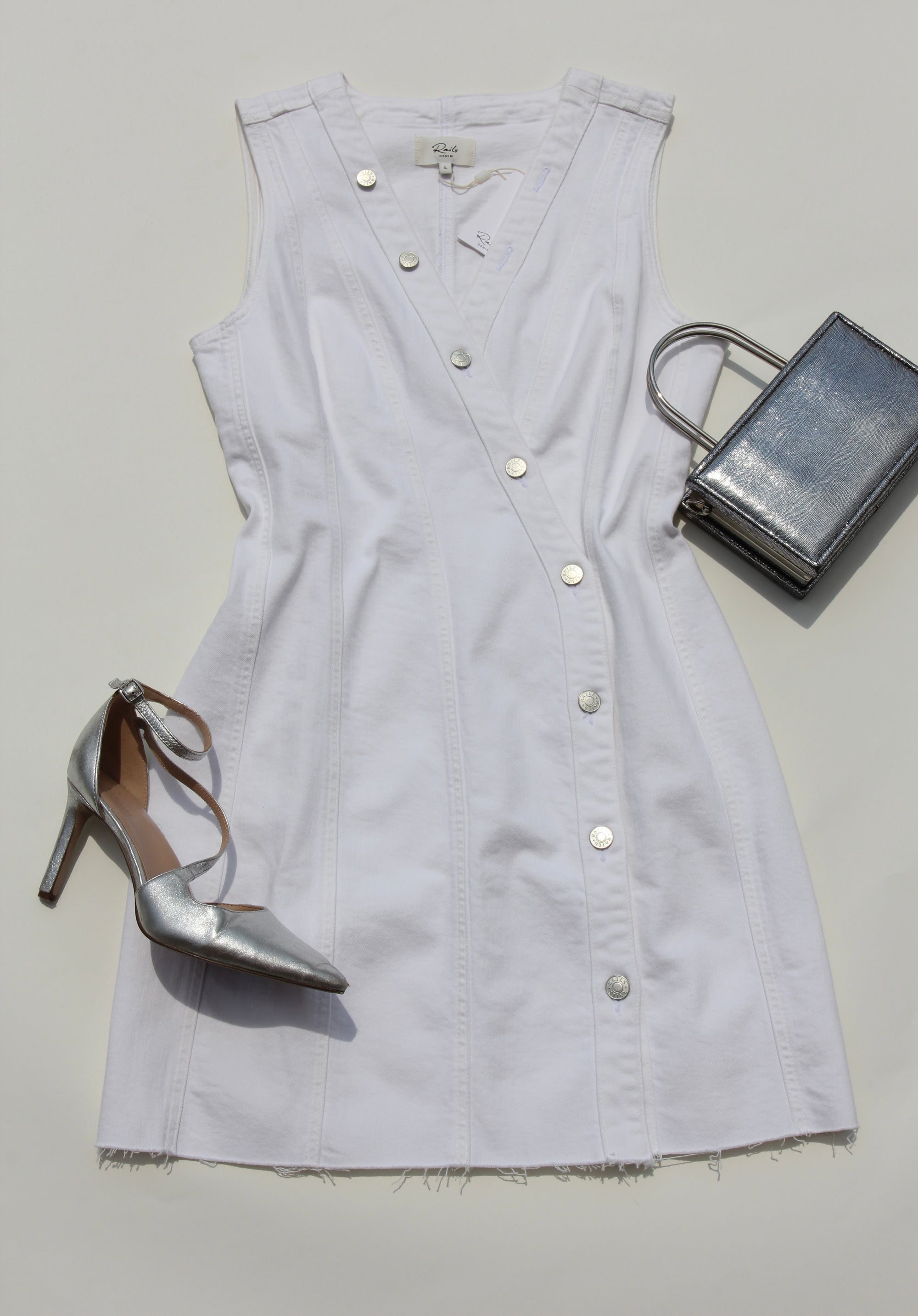 Rails White Strand Denim Dress