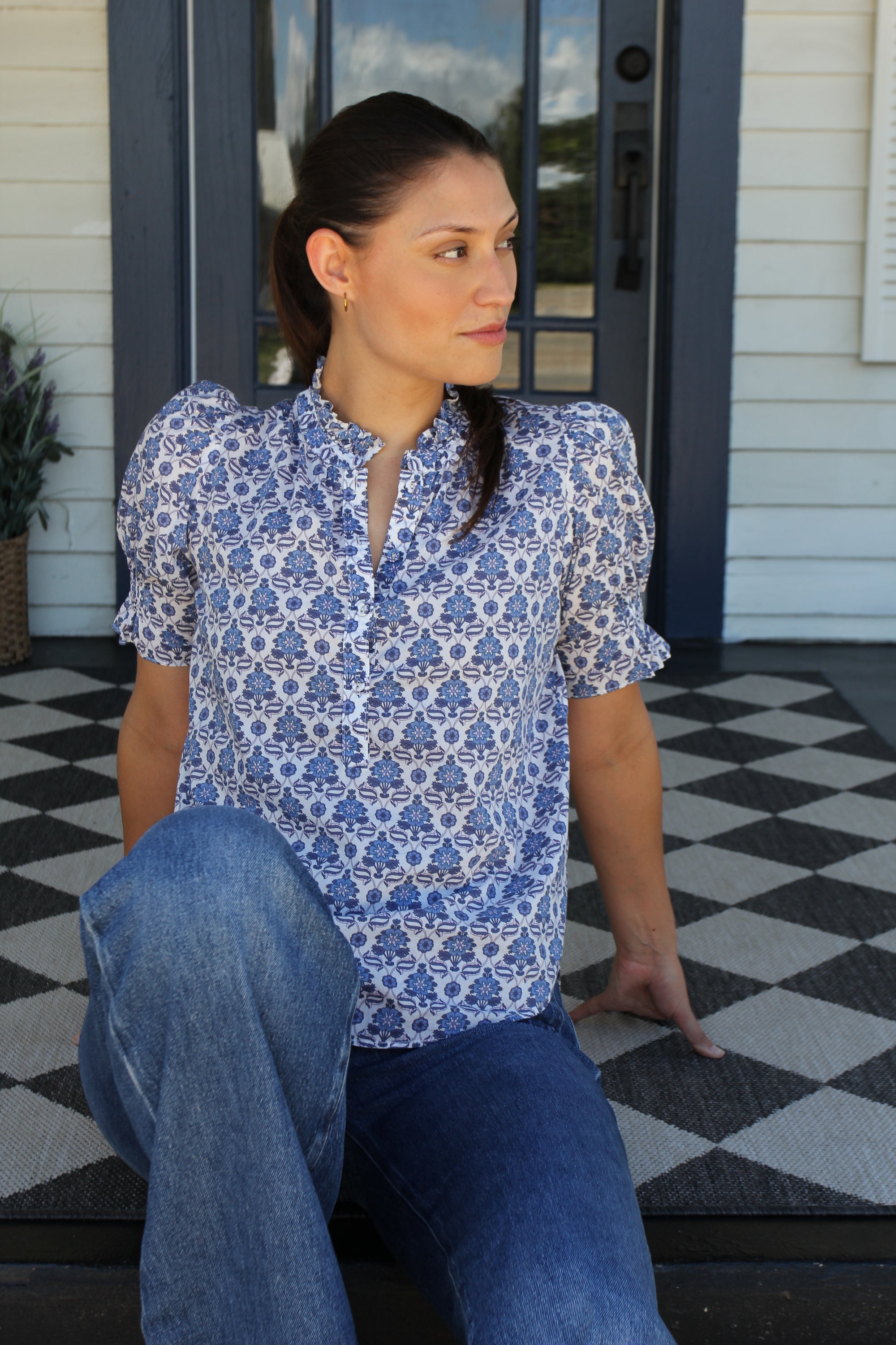 Laroque Blue and White Top