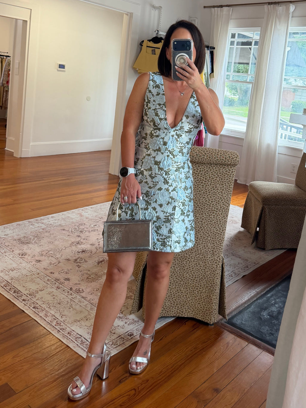 Alice + Olivia Tatum Floral Jacquard Sleeveless Minidress
