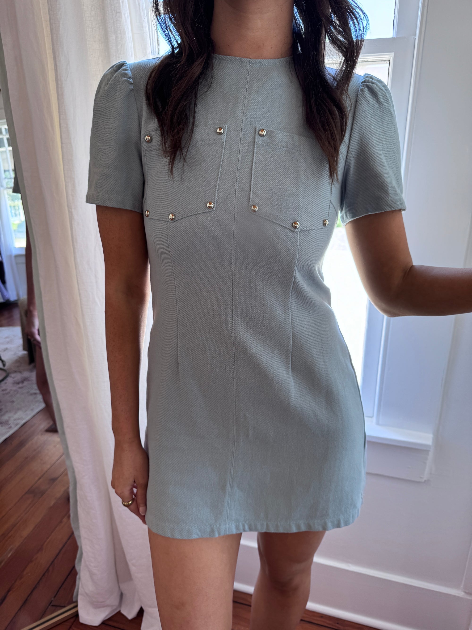 Studded Denim Mini Dress