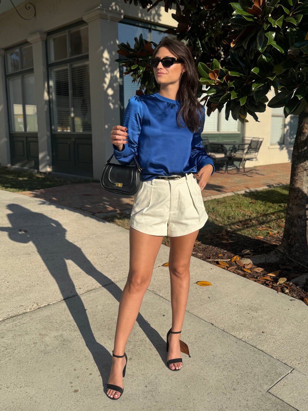 Royal Blue Satin Crew Neck