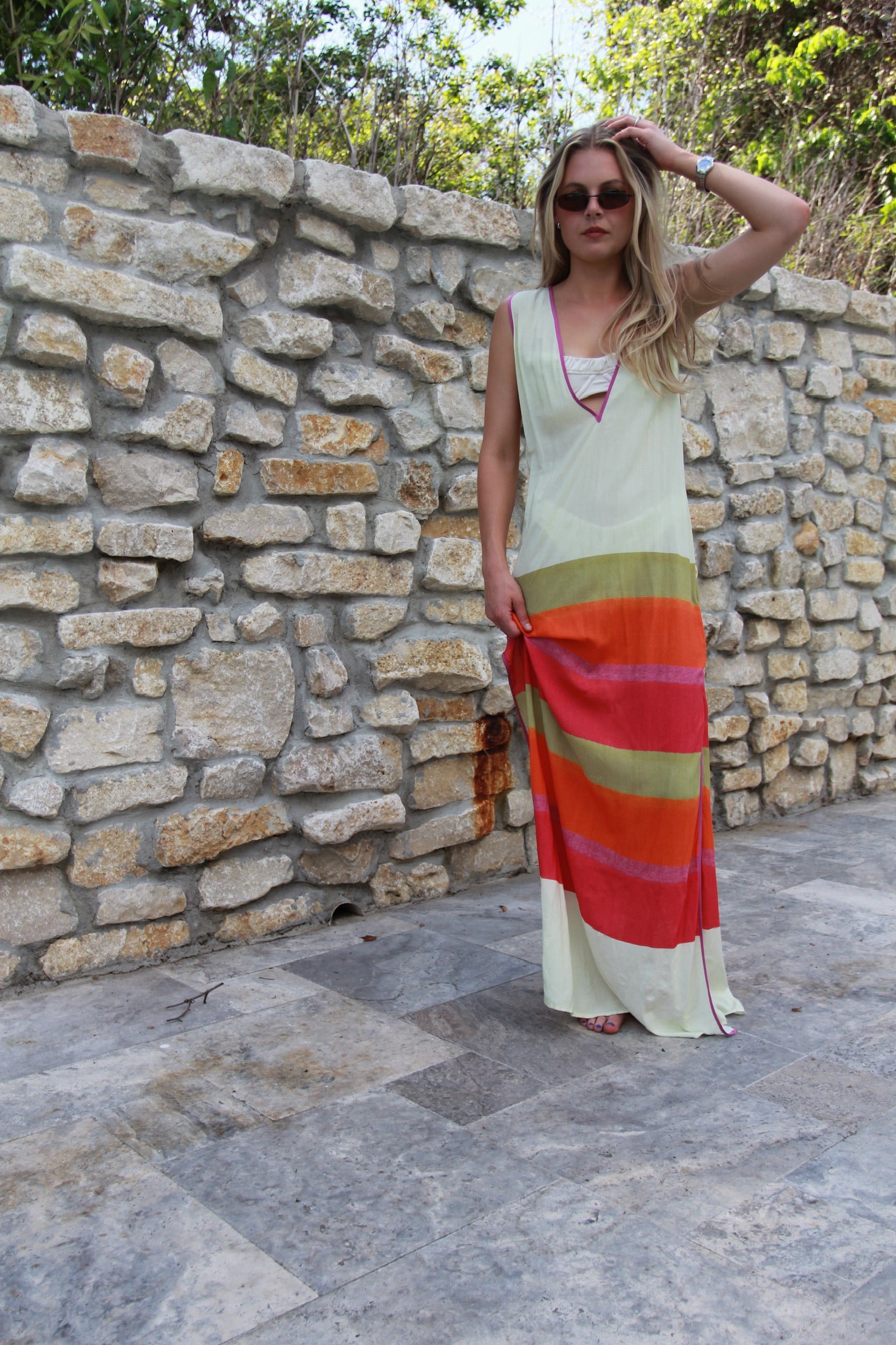 ViX Paula Hermanny Hiva Viola Stripe Maxi Dress Swim Cover-Up