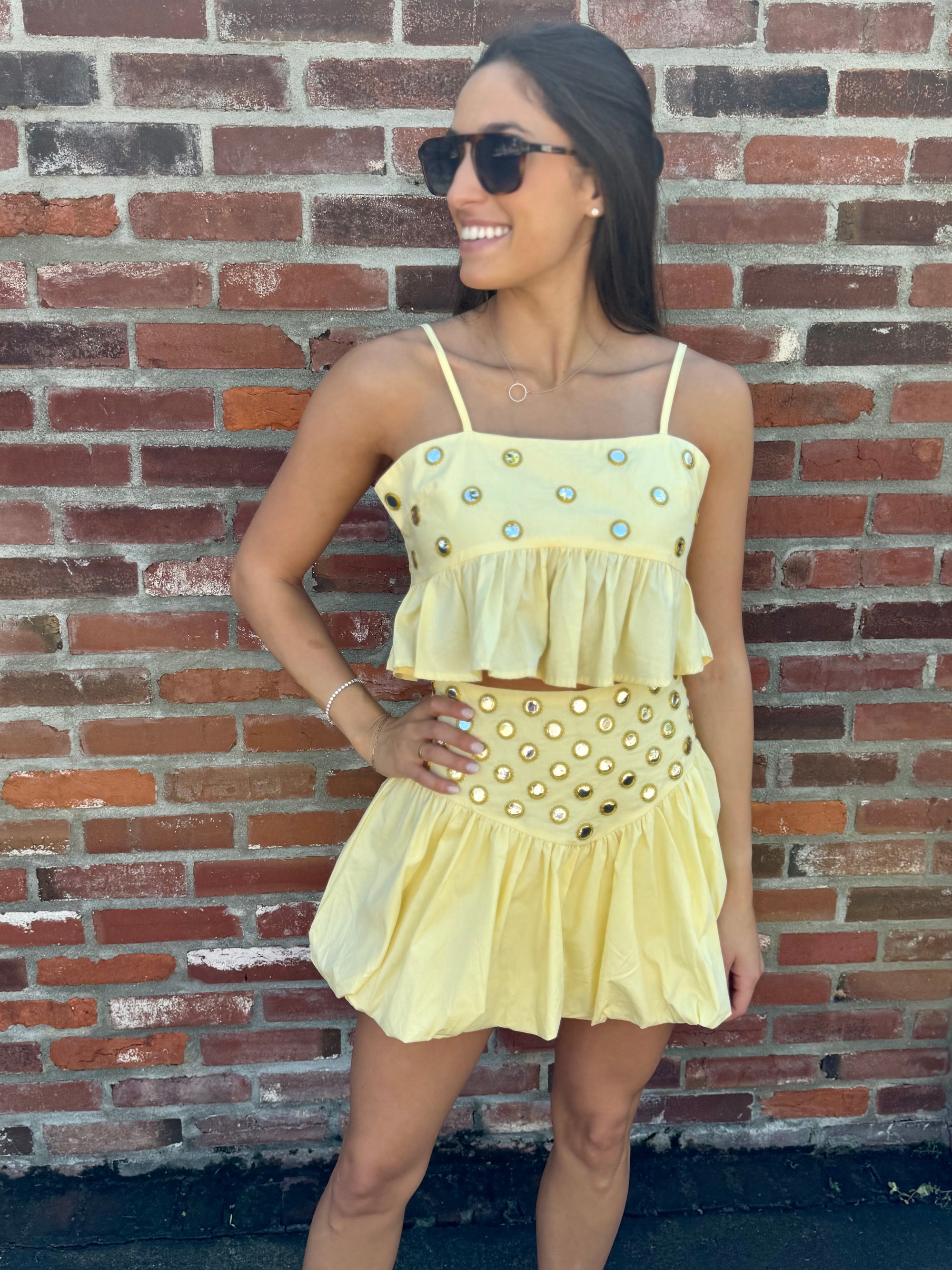 Yellow Bubble Skirt Set