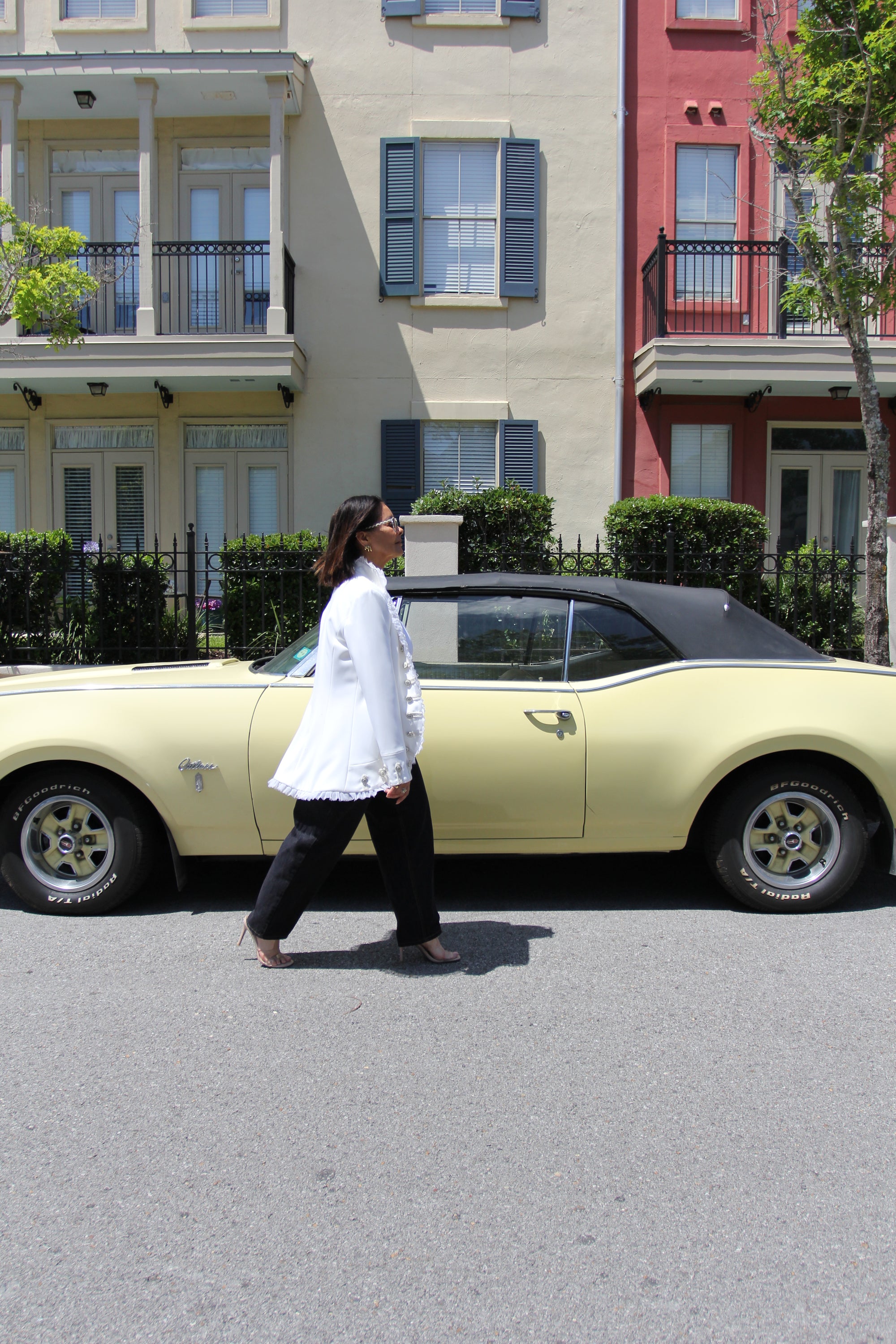 Vintage White Double Breasted Military Blazer