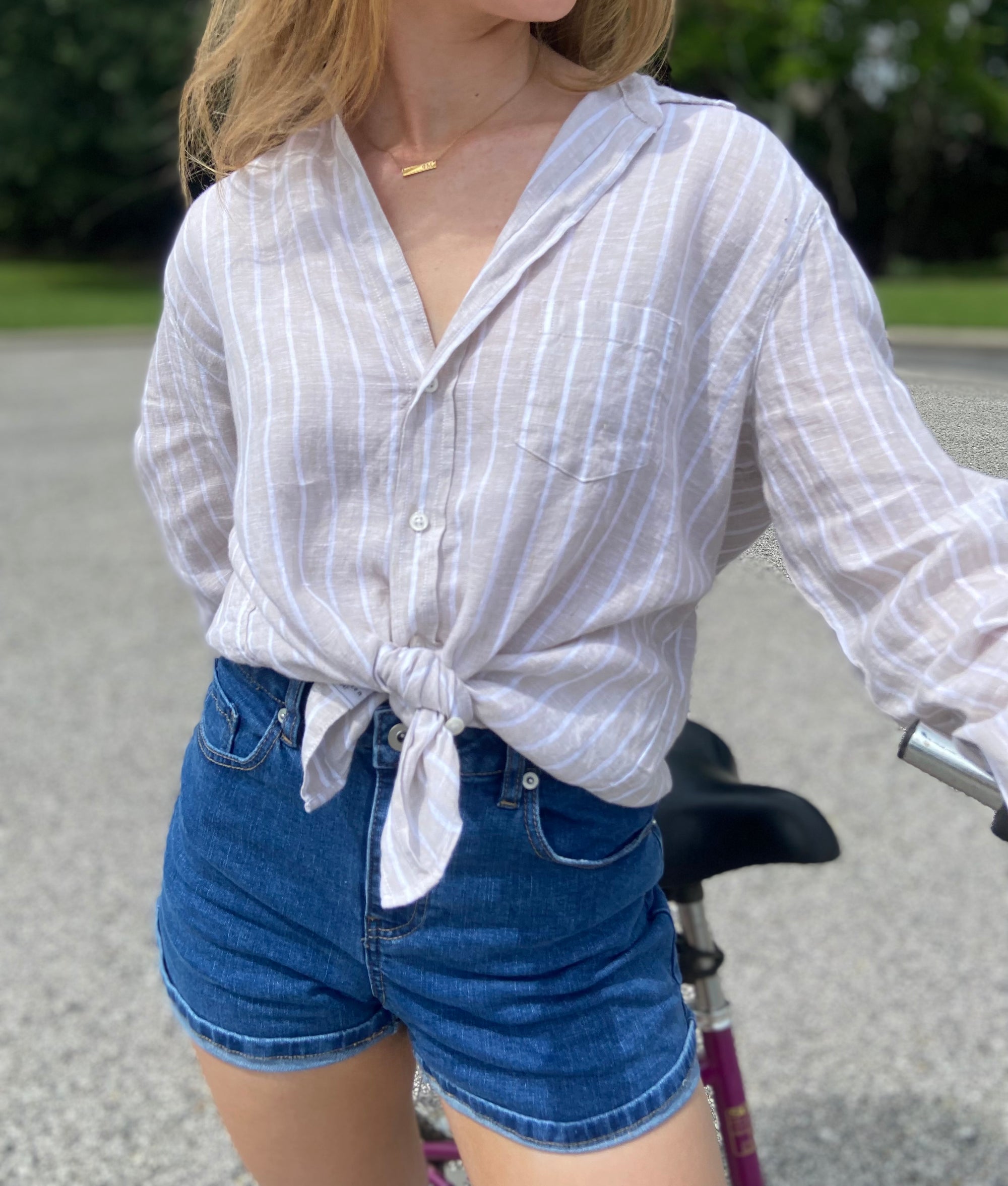 How to style Frank & Eileen Neutral Stripe Linen Eileen Top