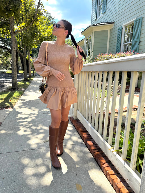 A.L.C. Kora Smocked Puff-Sleeve Dress