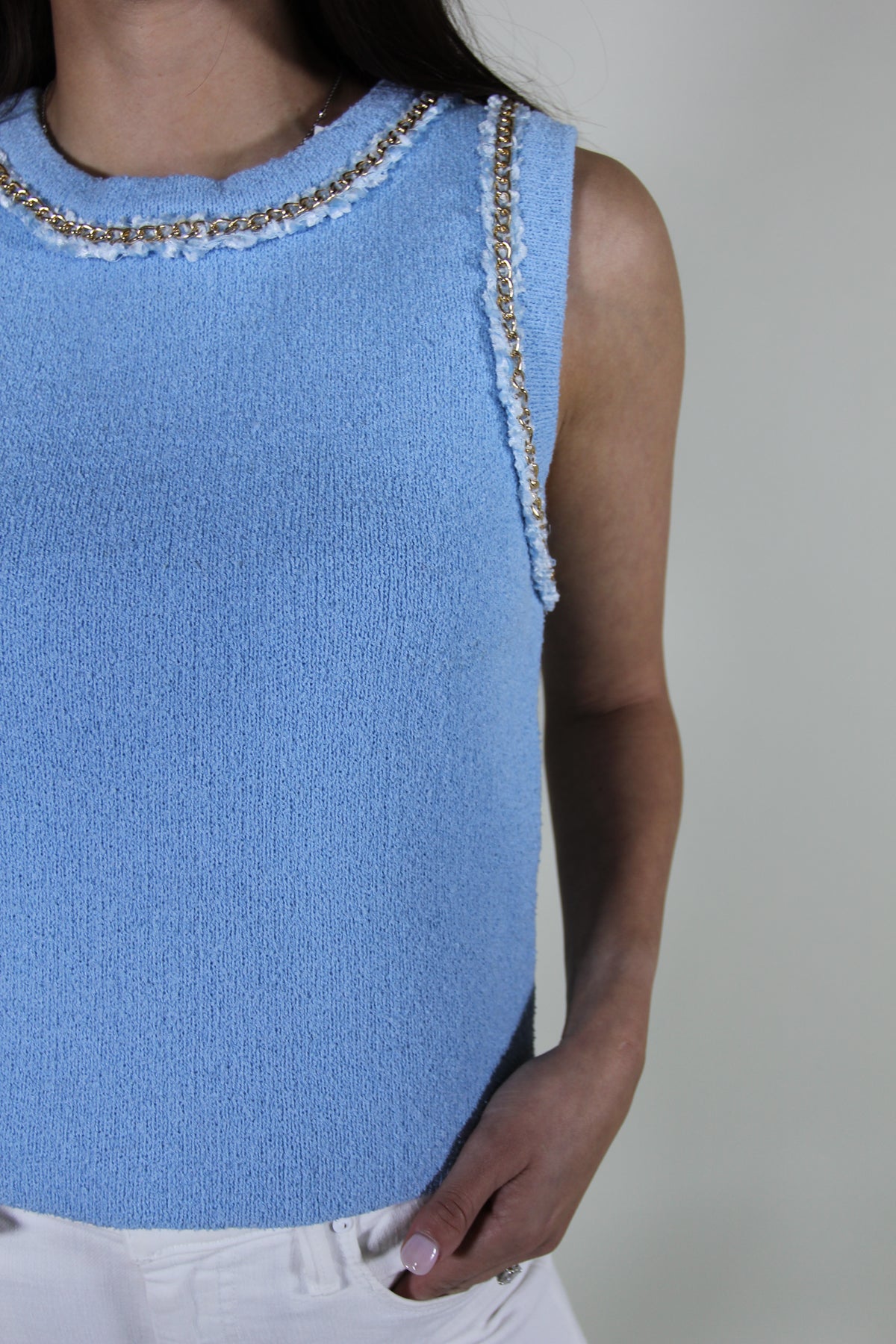 NWT Blue Chain Knit Sweater Vest